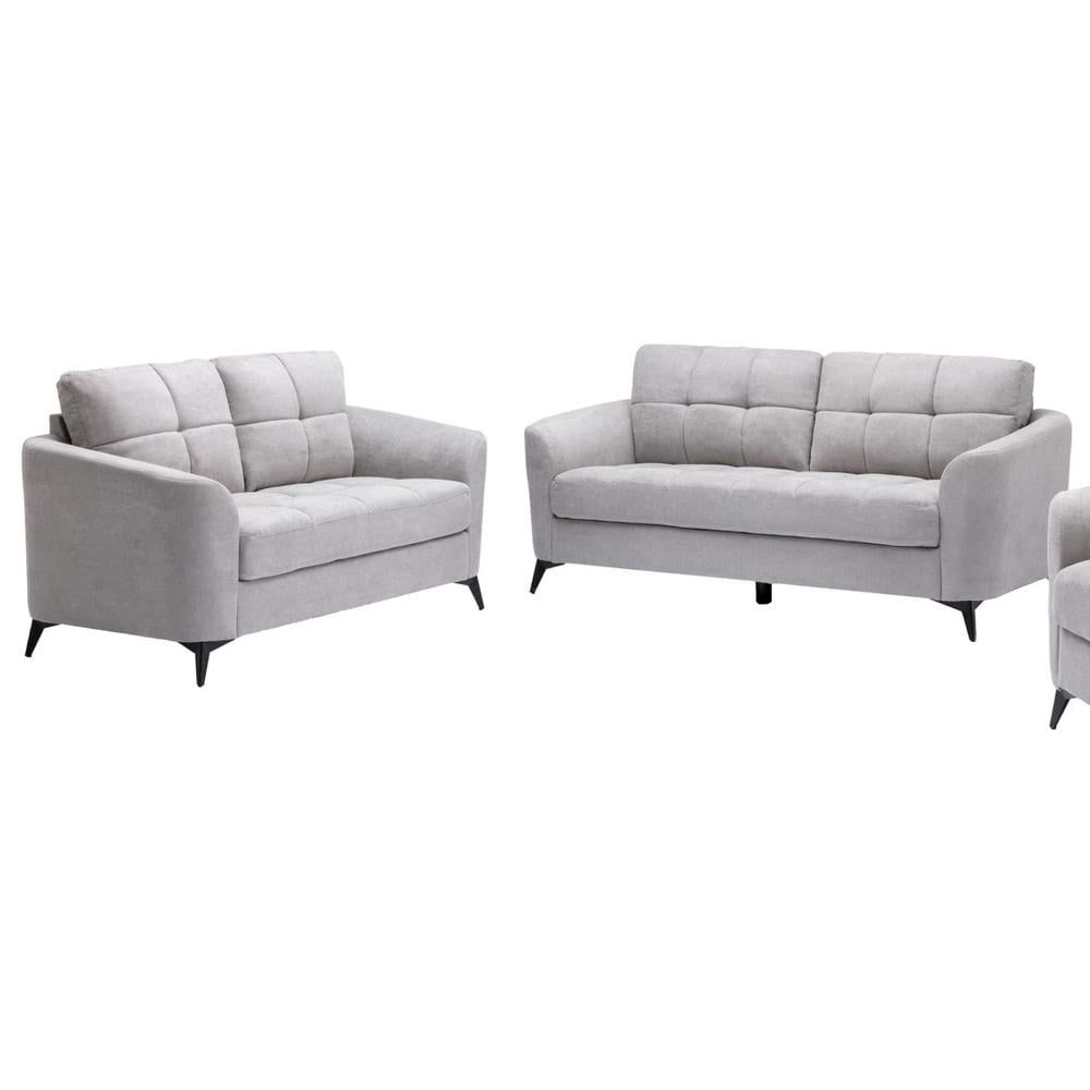 Callie Light Gray Woven Fabric Sofa and Loveseat Set