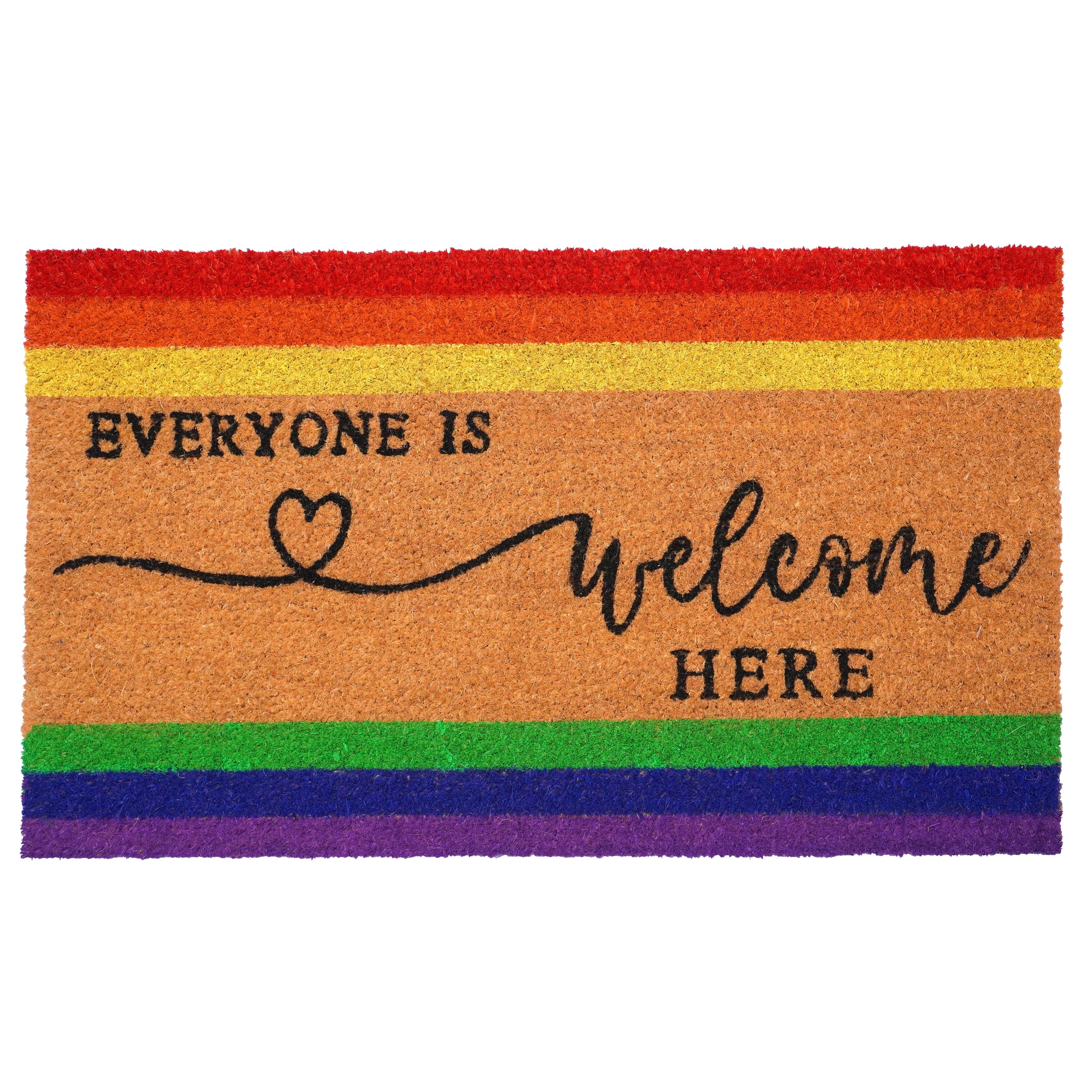 Everyone is Welcome Coir Doormat with Vinyl Backing