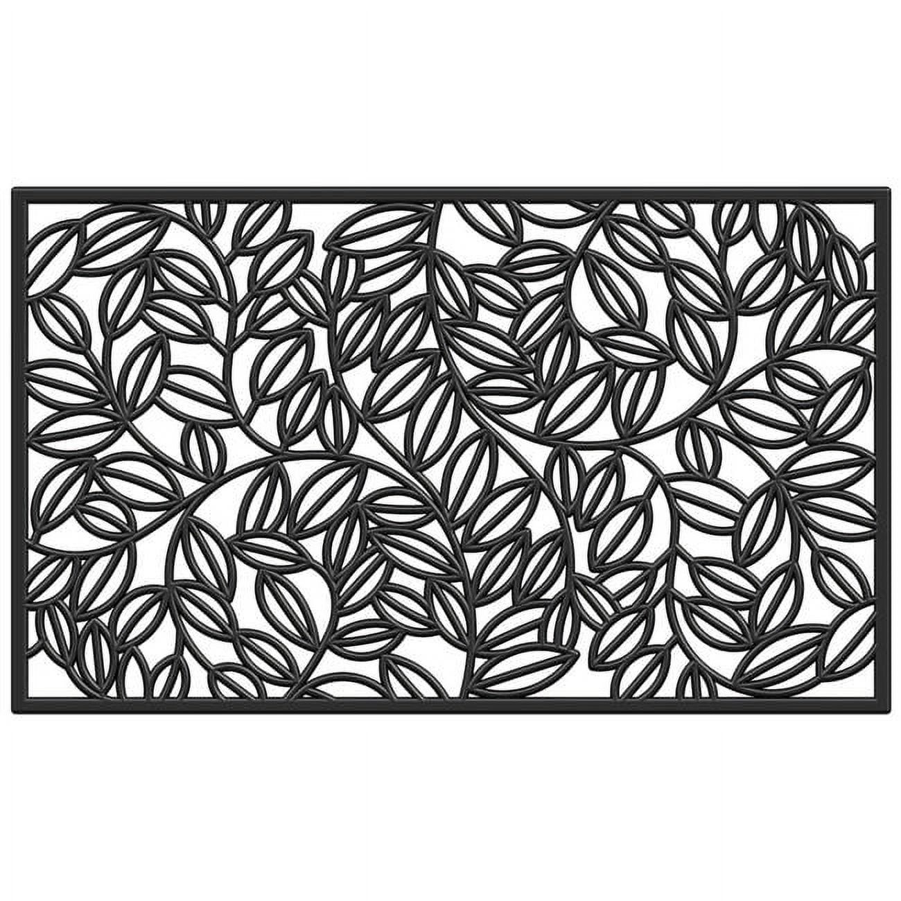 Black 18 x 30 Inch Rubber Outdoor Doormat with Vine Design