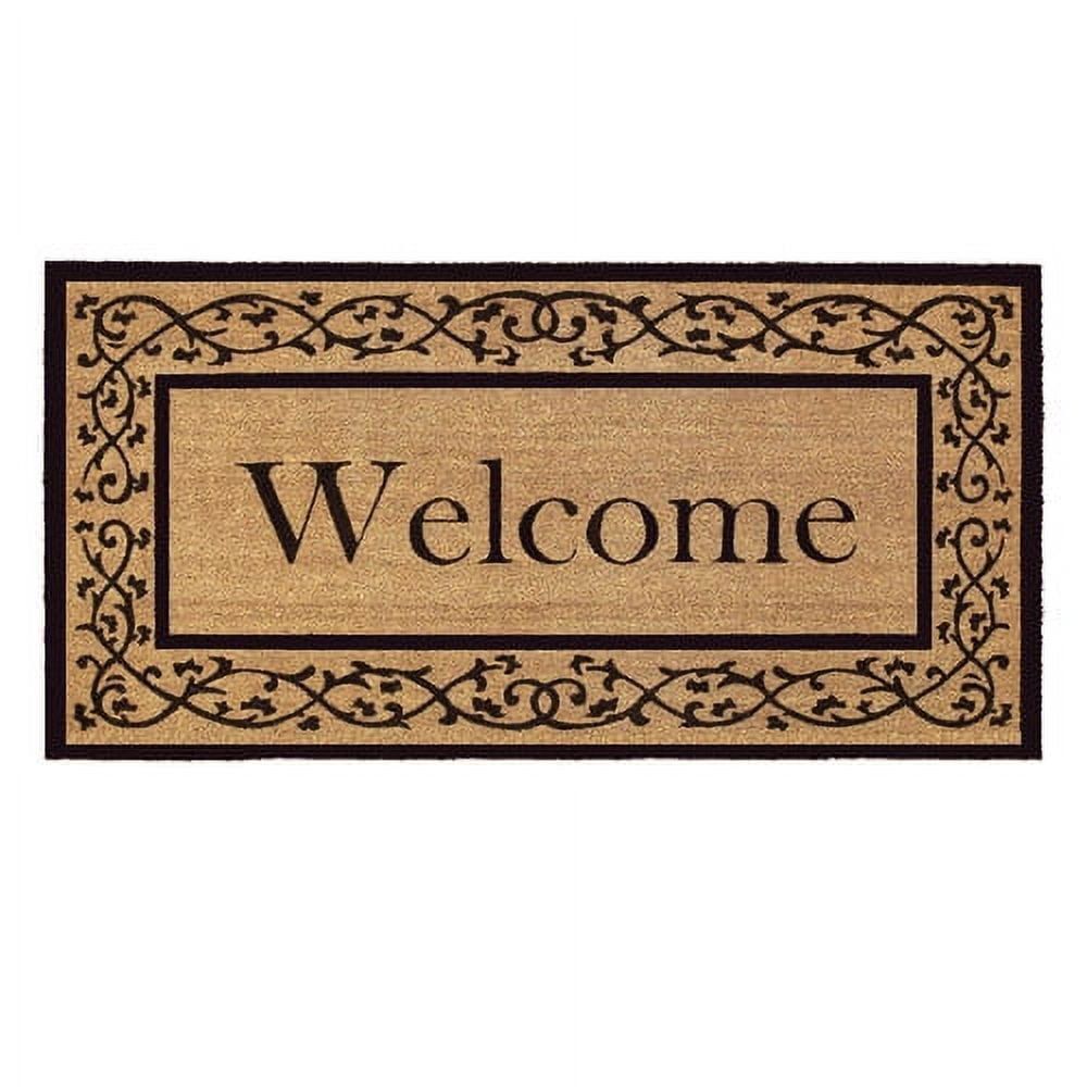 Natural Coir Welcome Outdoor Doormat with Black Border