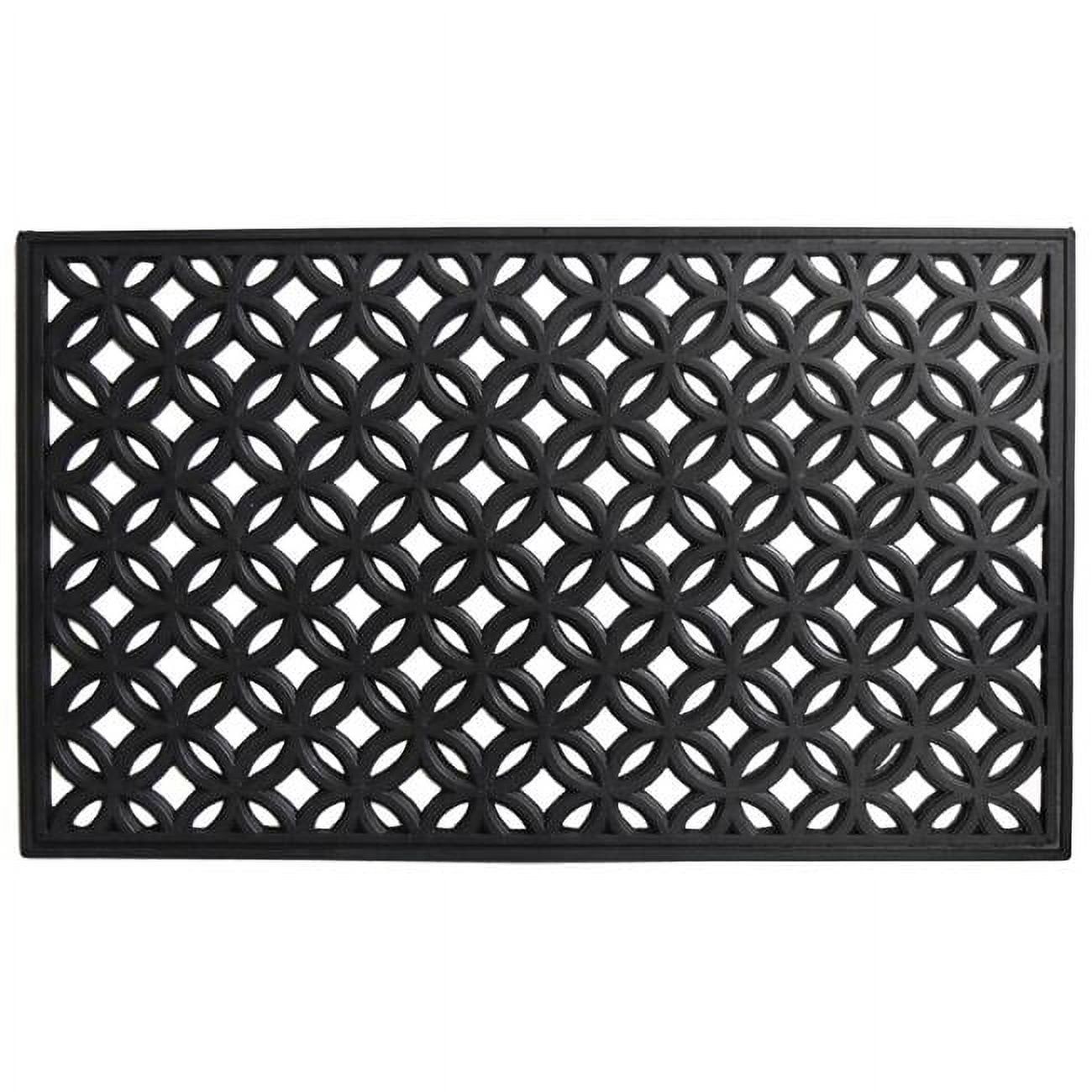 Black Rubber Scrollwork Outdoor Doormat 18" x 30"