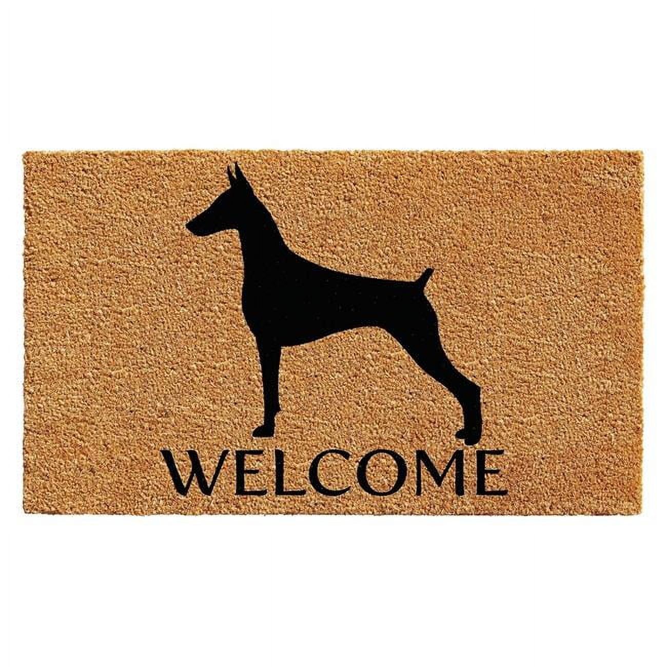 Doberman Black and Natural Coir Outdoor Doormat 17" x 29"