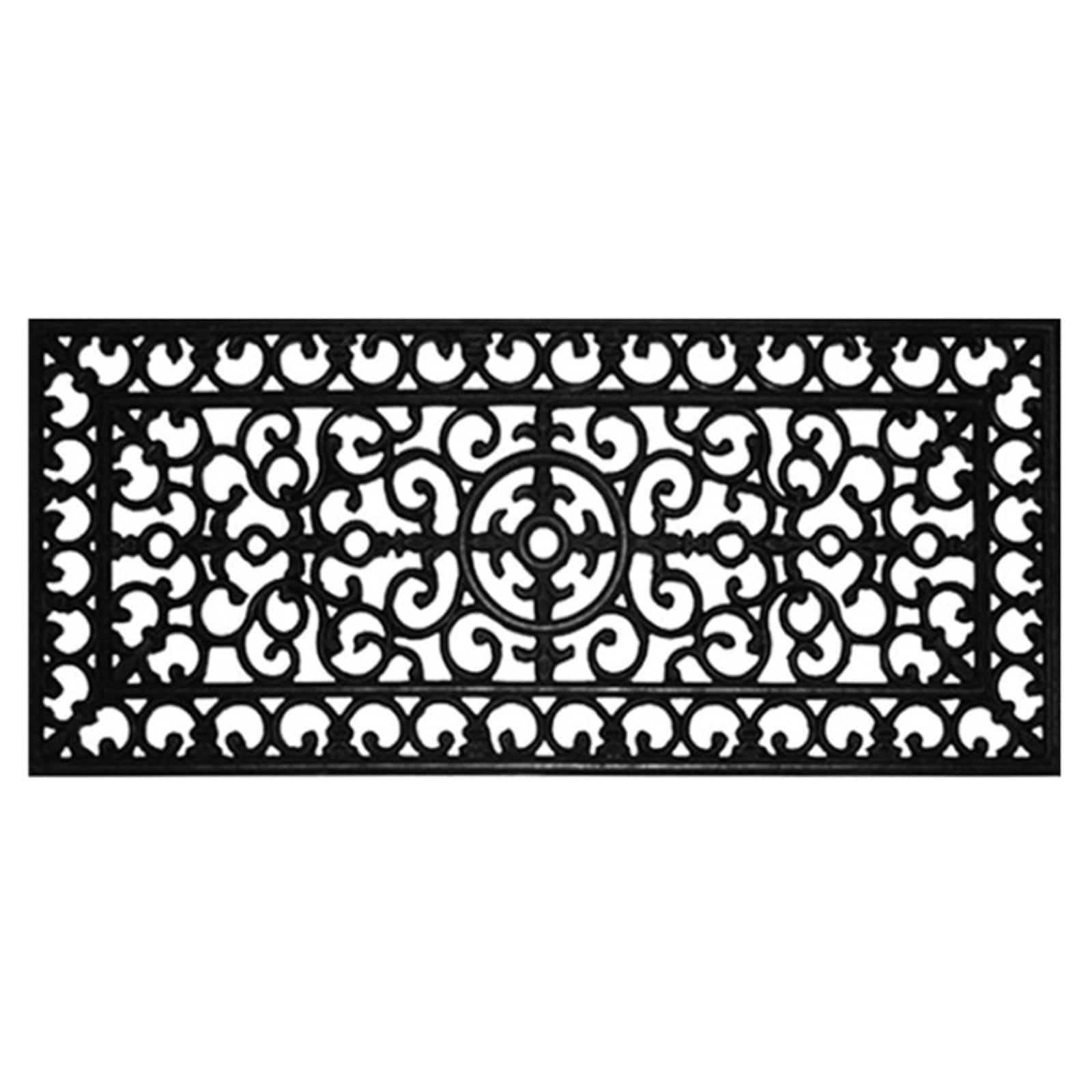 Elegant Fleur De Lis 18" x 30" Weatherproof Rubber Doormat