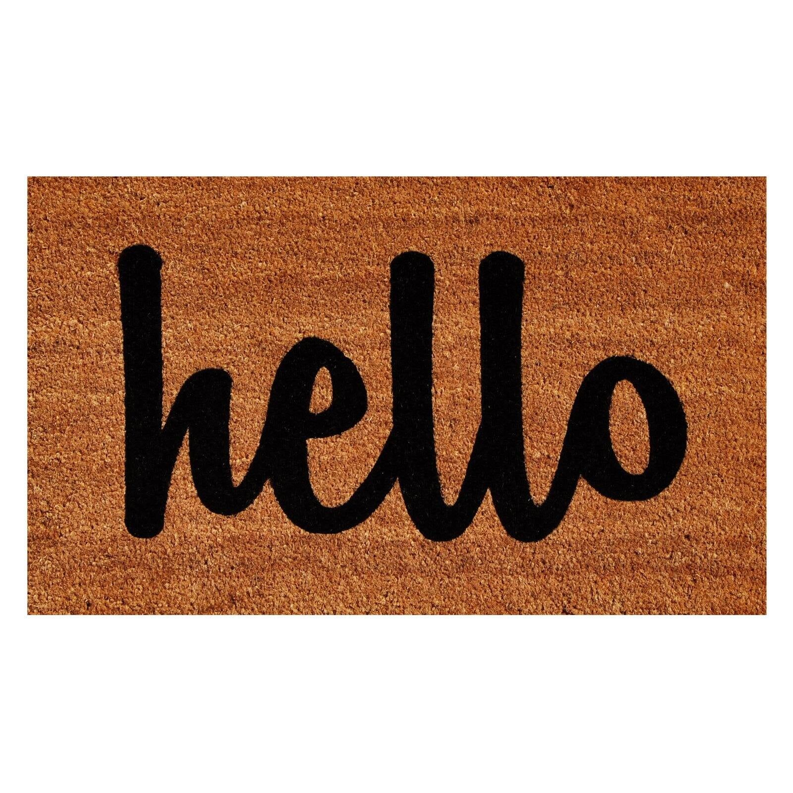 Charming 'Hello' Script Coir Outdoor Doormat, 24" x 36"