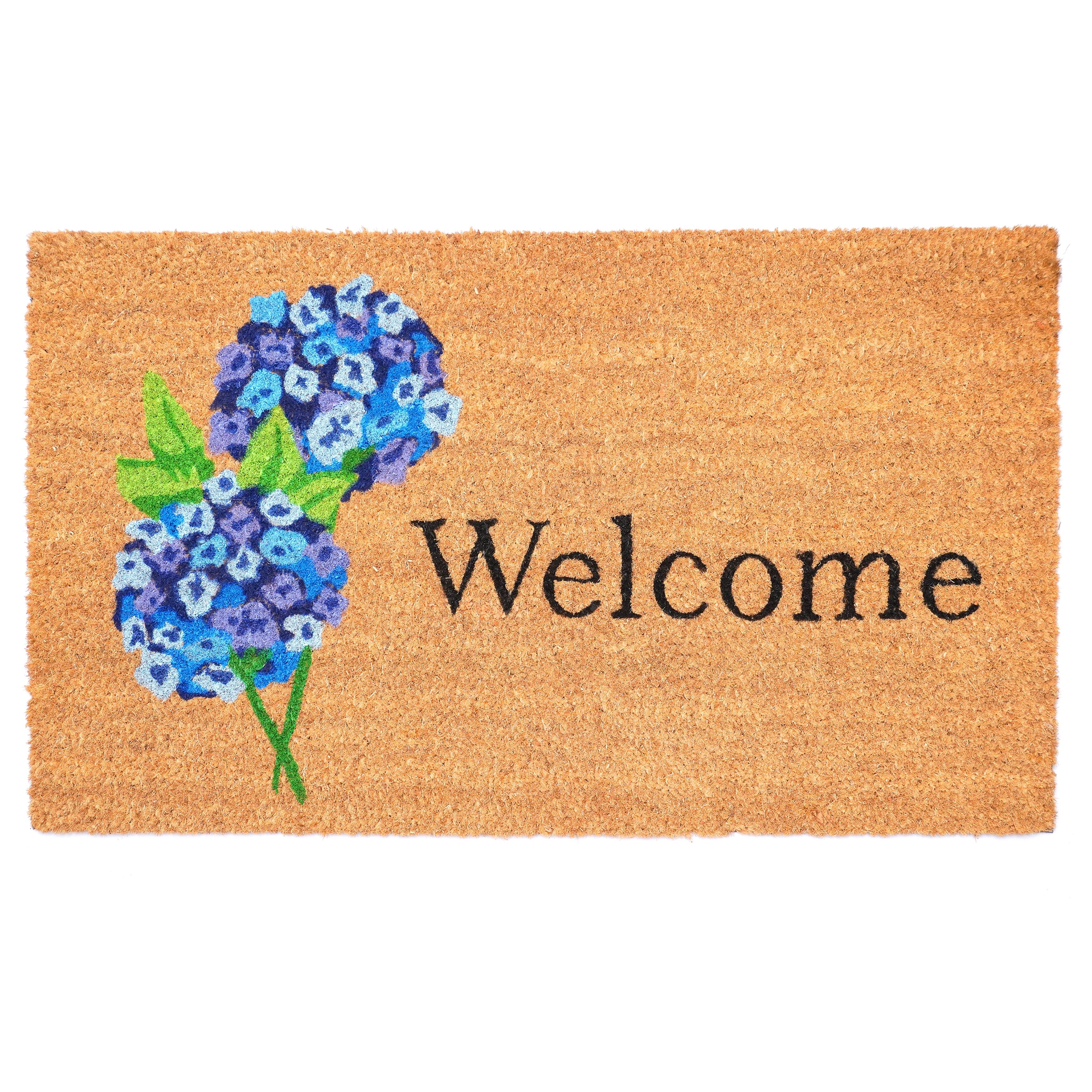 Hydrangea Welcome Coir Doormat with Vinyl Backing