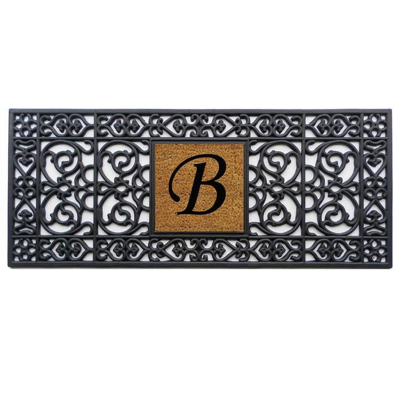 Black and Brown Rubber Monogram Outdoor Doormat