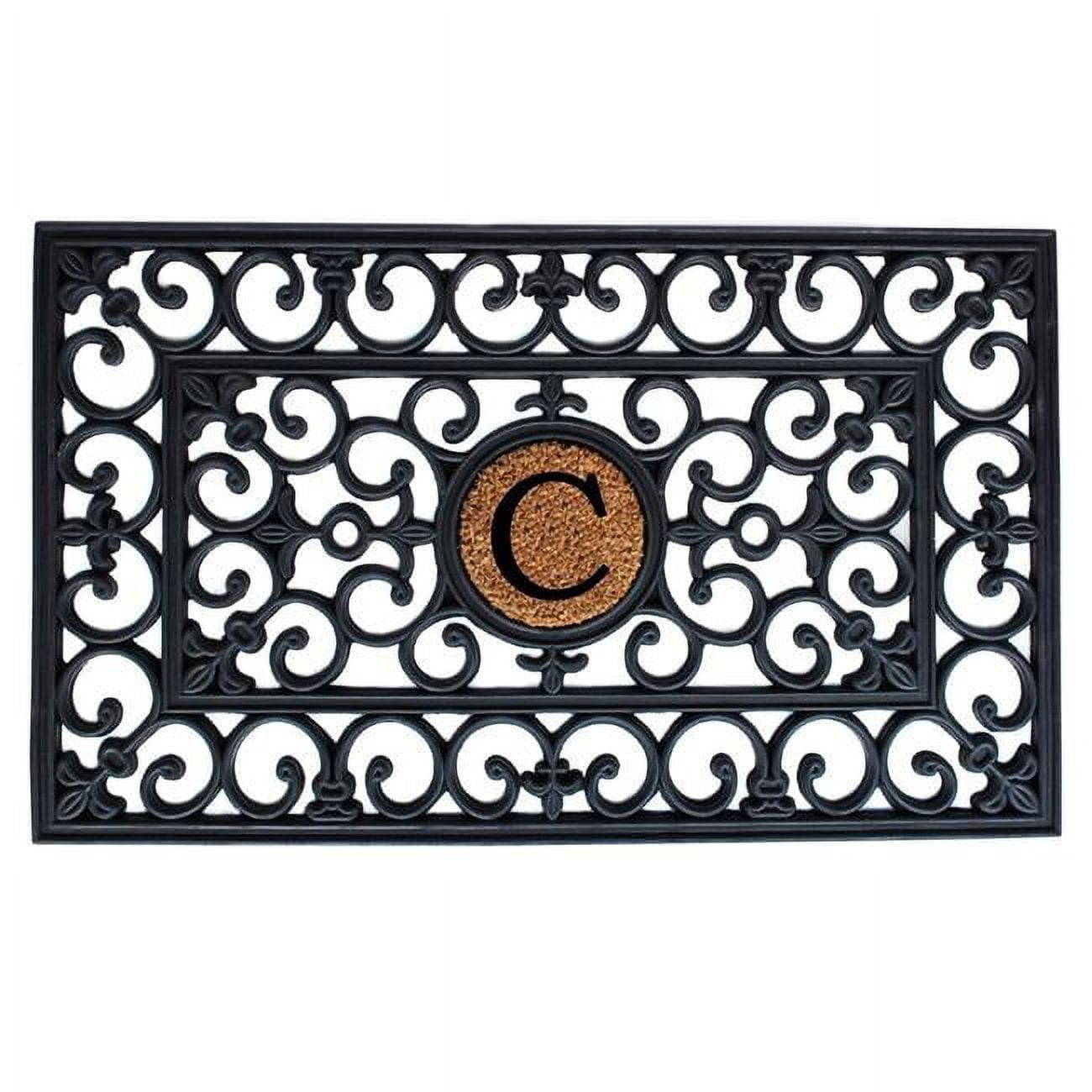 Elegant Monogrammed 18" x 30" Rubber Outdoor Doormat with Coir Insert