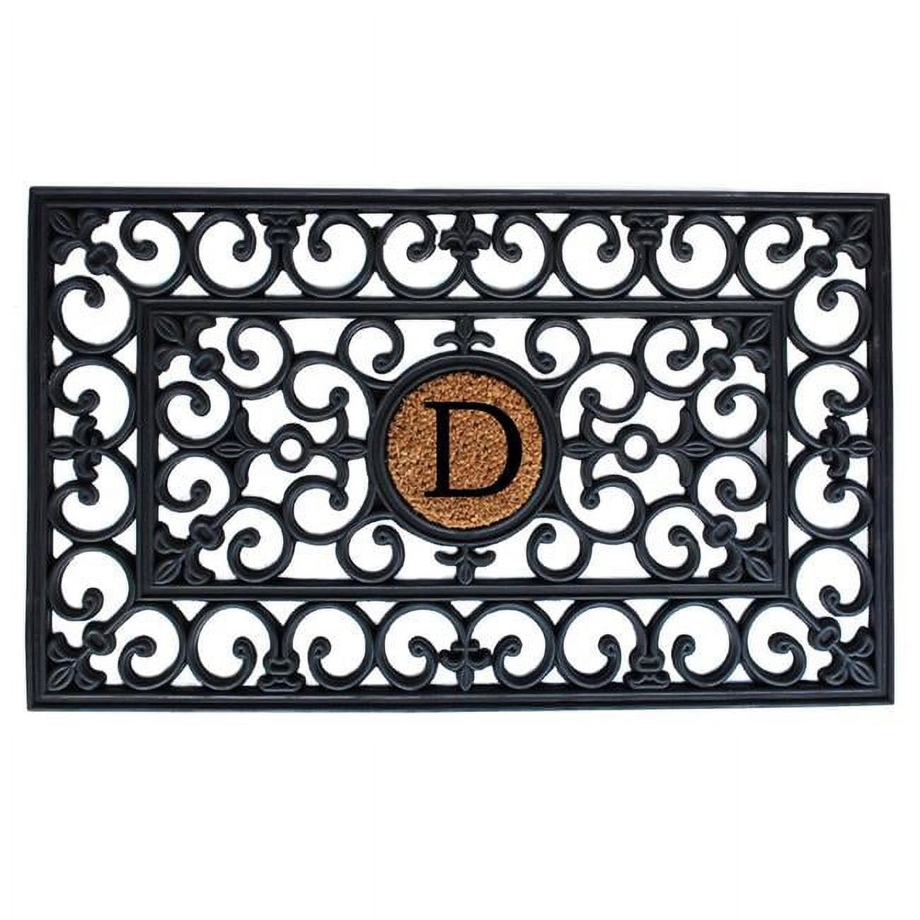 Elegant Monogram 18" x 30" Rubber Outdoor Doormat with Coir Insert