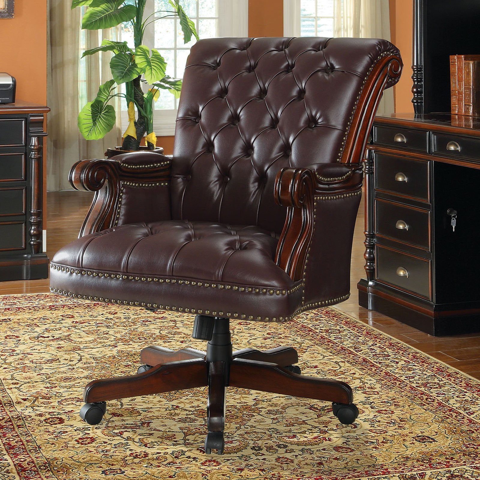 Matterhorn High Back Swivel Executive Chair in Dark Brown Leatherette