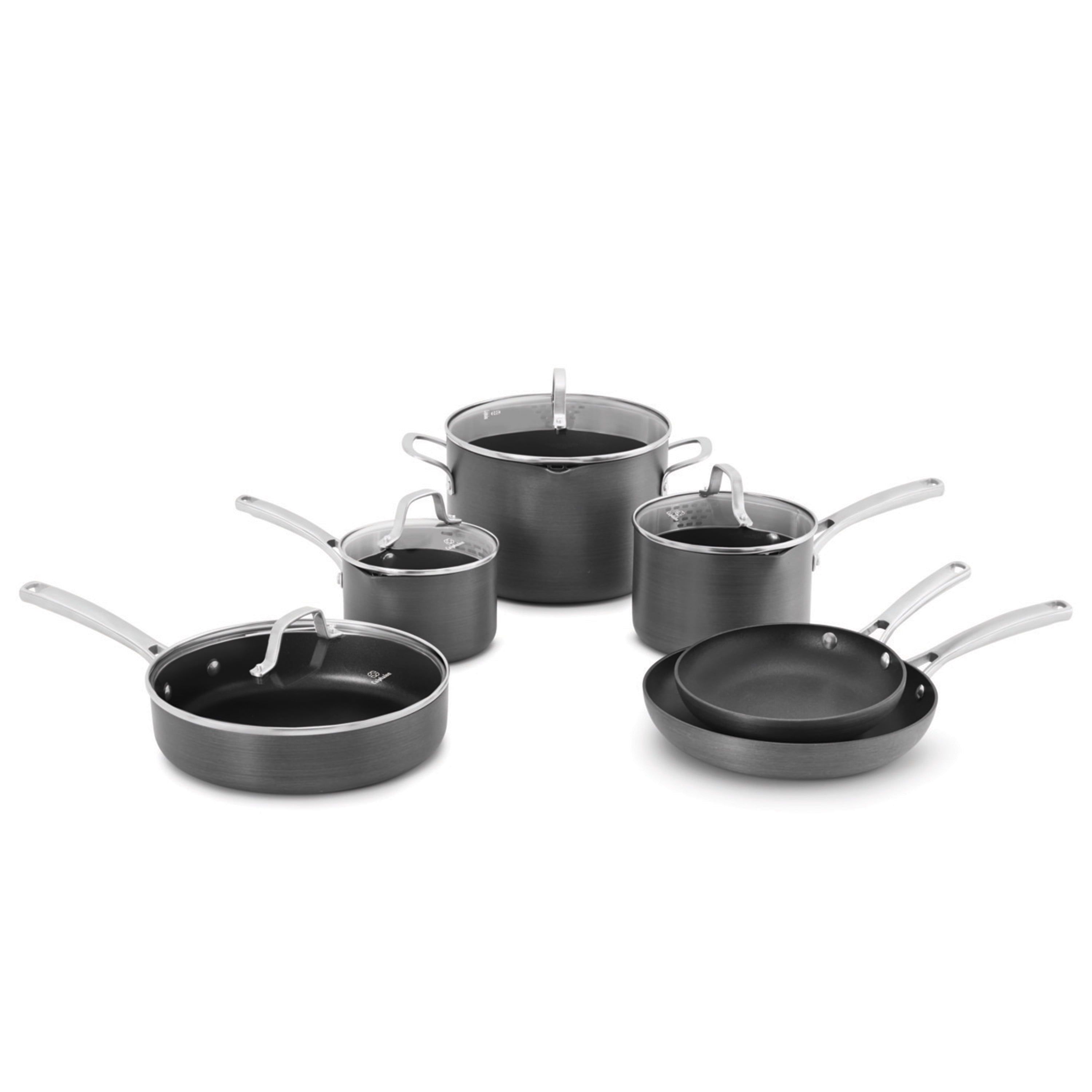 10-Piece Gray Nonstick Hard-Anodized Aluminum Cookware Set