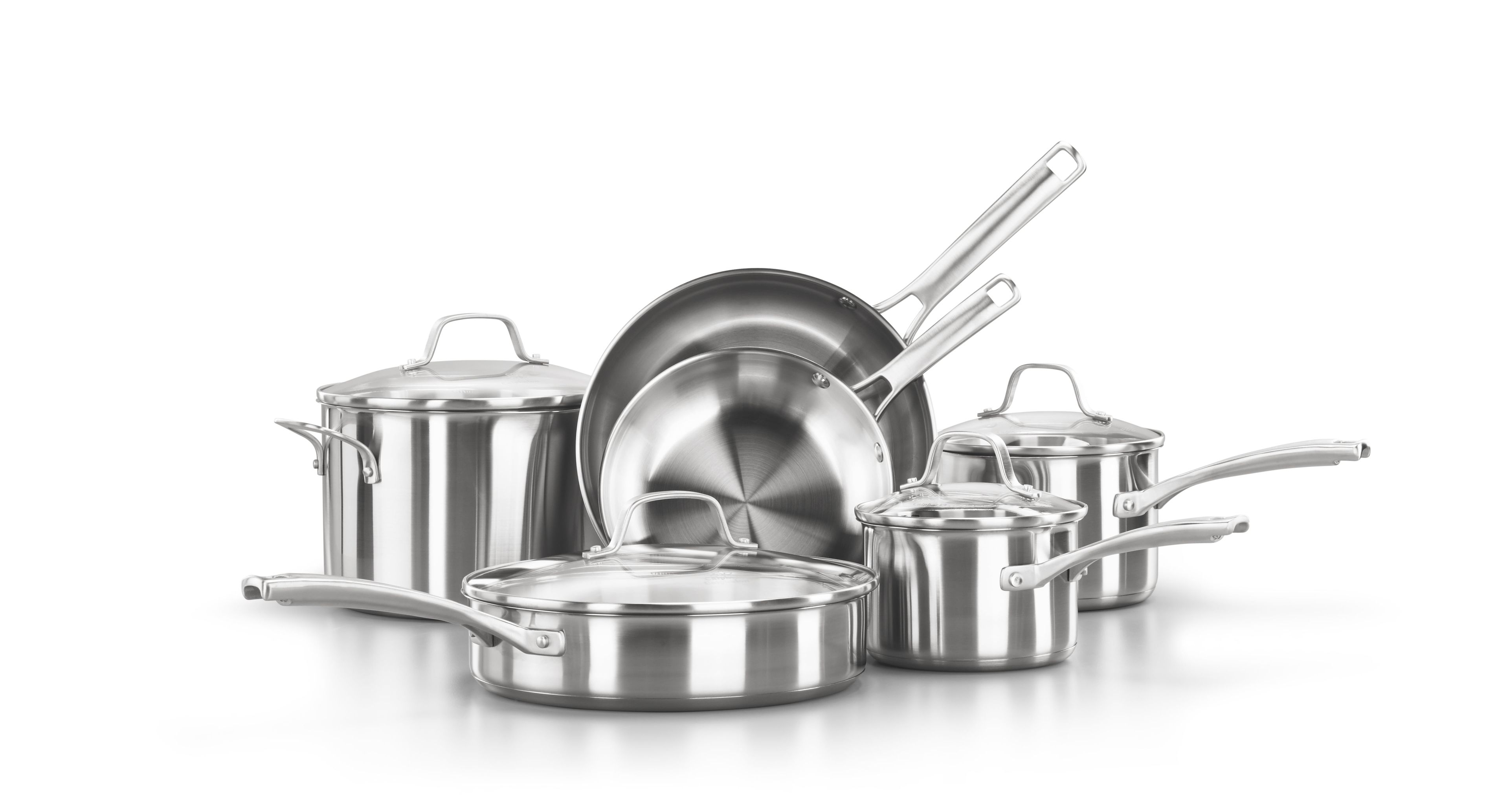 10-Piece Stainless Steel Cookware Set with Glass Lids