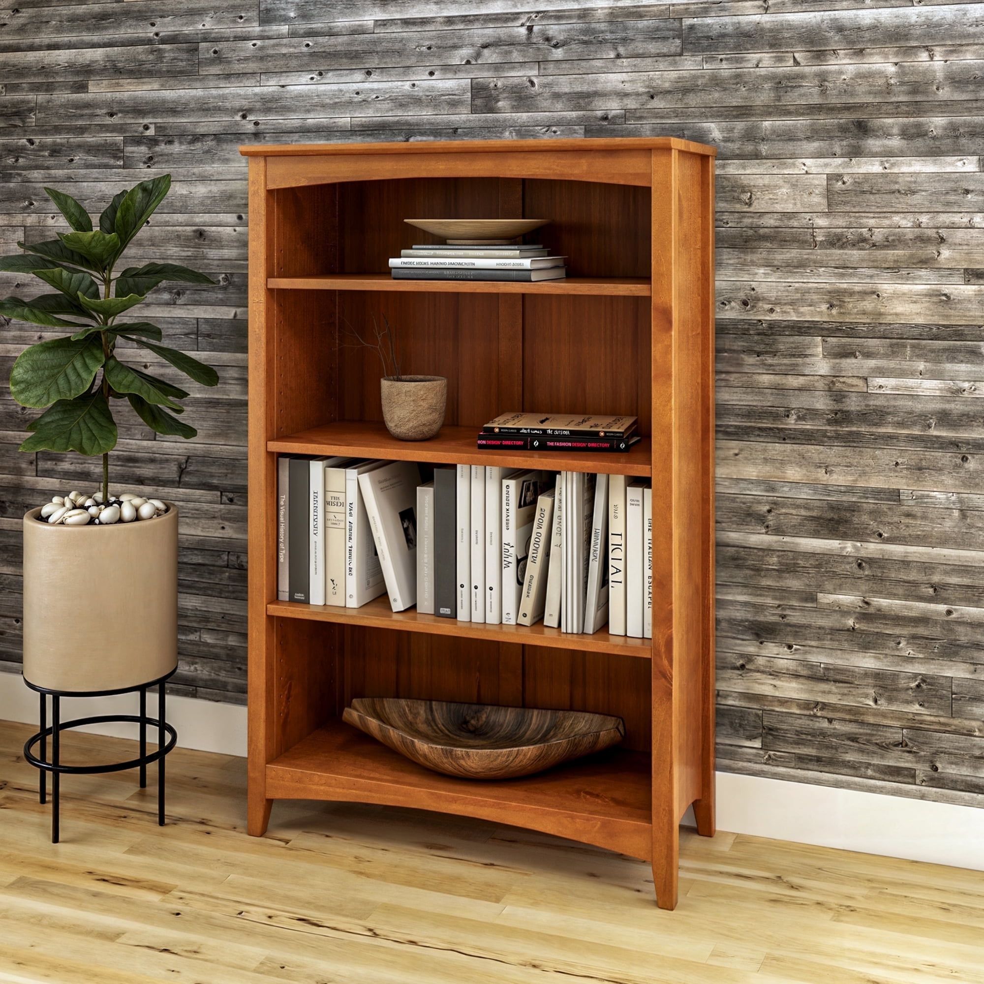 Cherry 48" Adjustable Solid Wood Shaker Bookcase