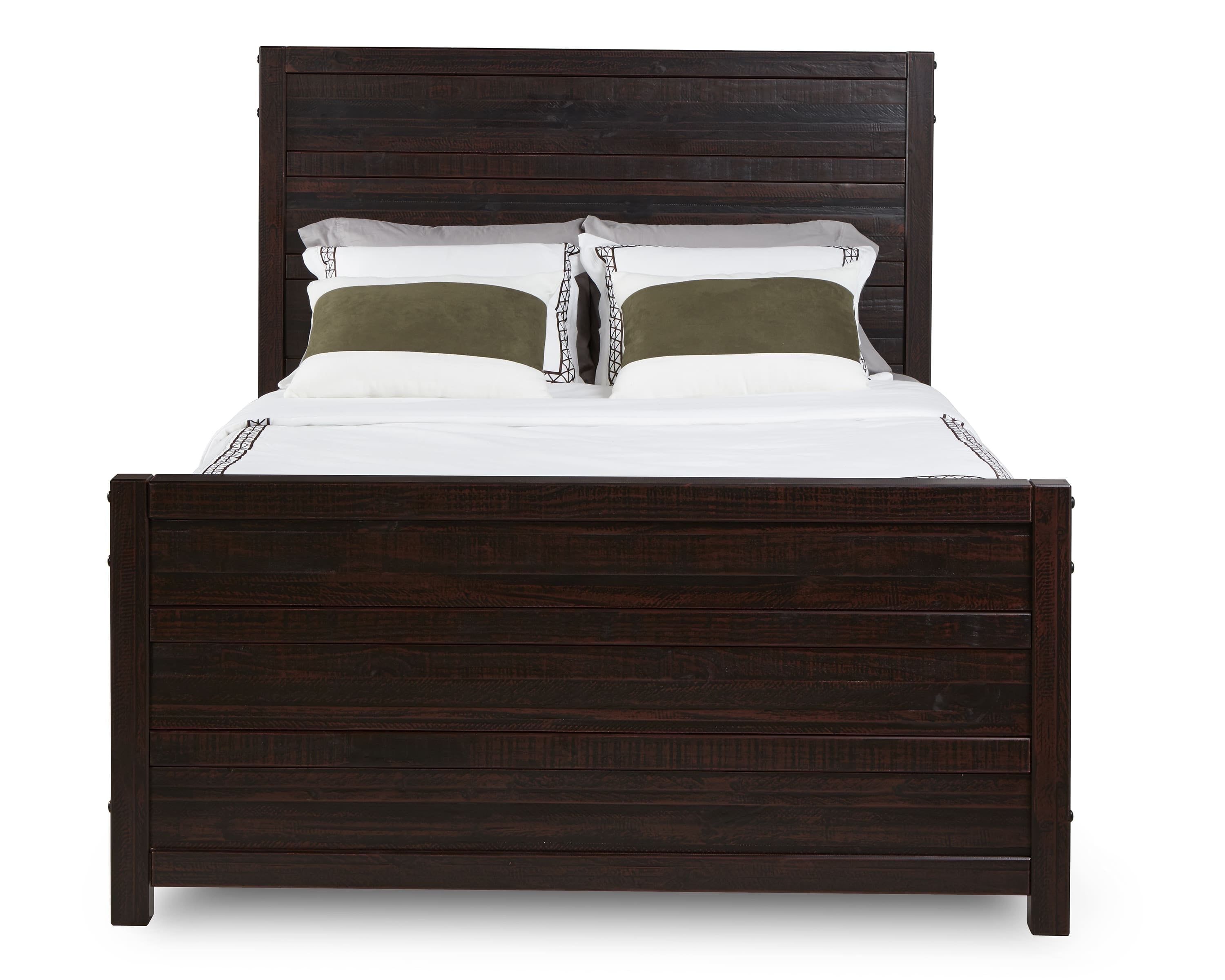 Carmel Antique Walnut King Pine Wood Platform Bed Frame