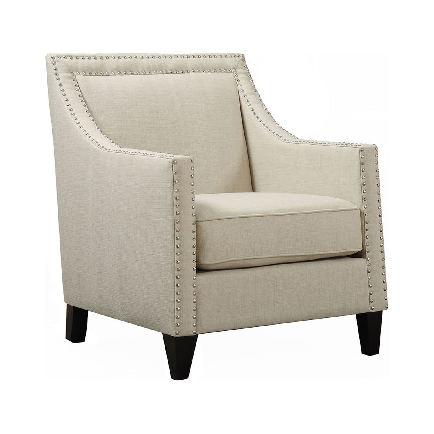 Bridgehampton Natural Faux Leather Accent Chair with Nailhead Trim