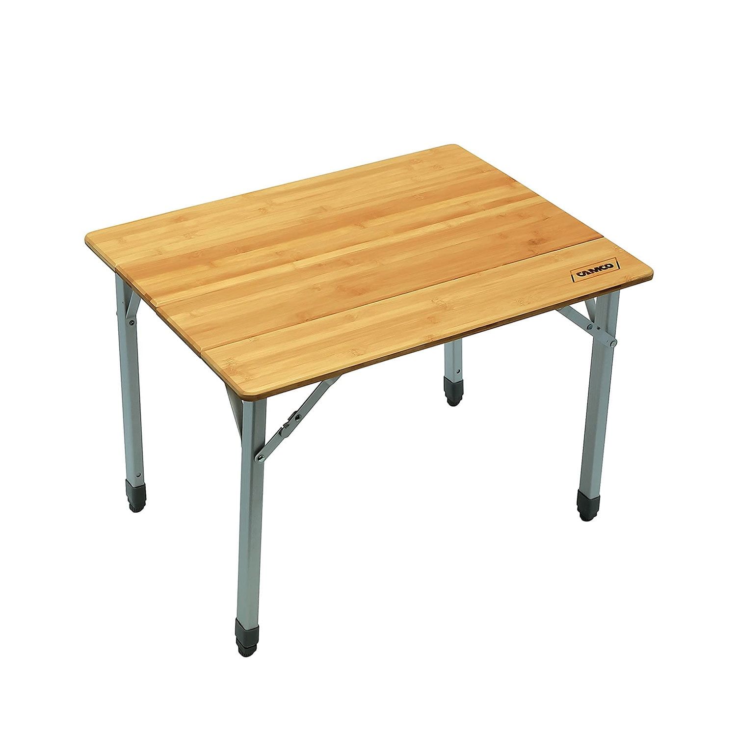 Adjustable Height Bamboo Folding Table with Gray Aluminum Legs