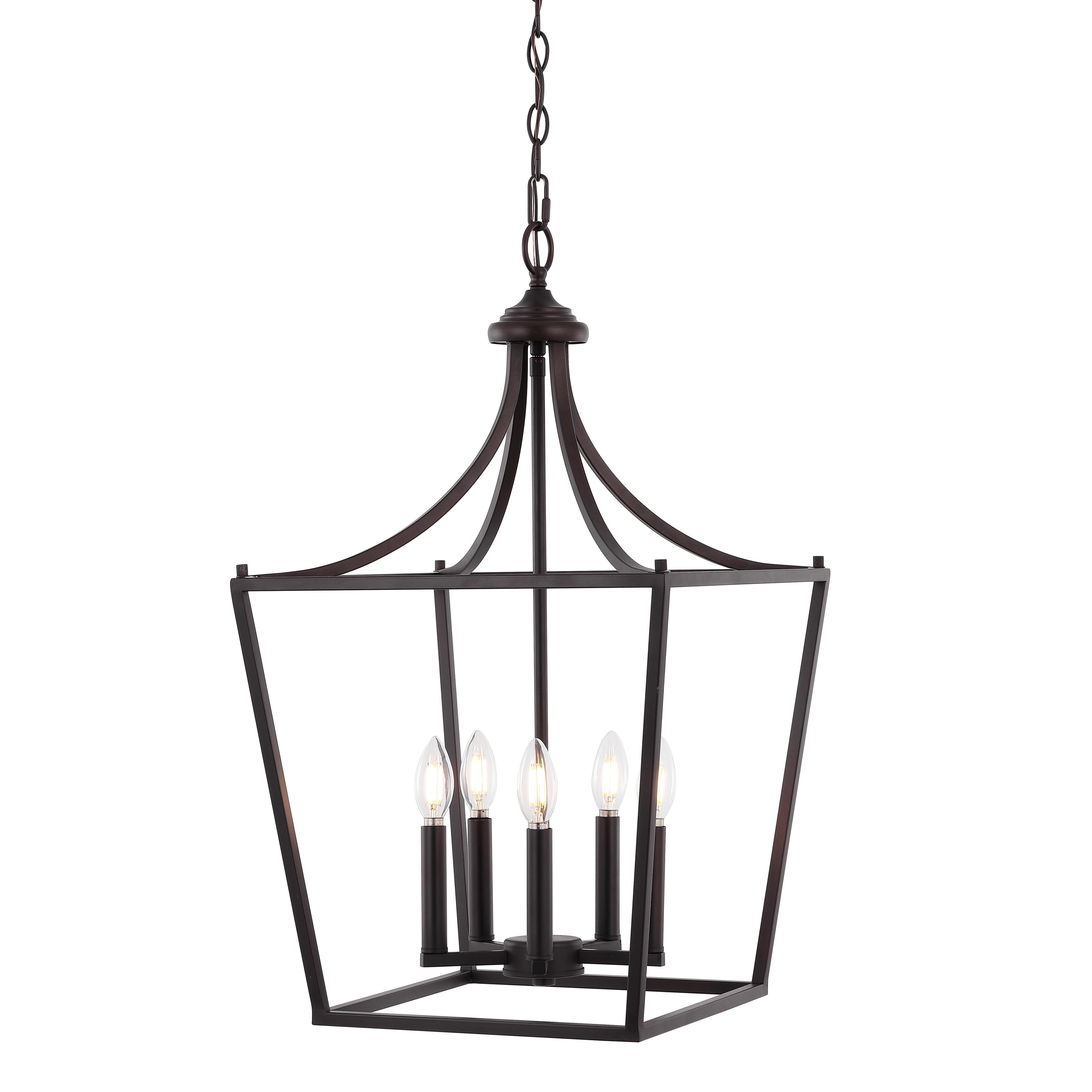 Camden 16" Oil-Rubbed Bronze 5-Light LED Iron Pendant Lantern