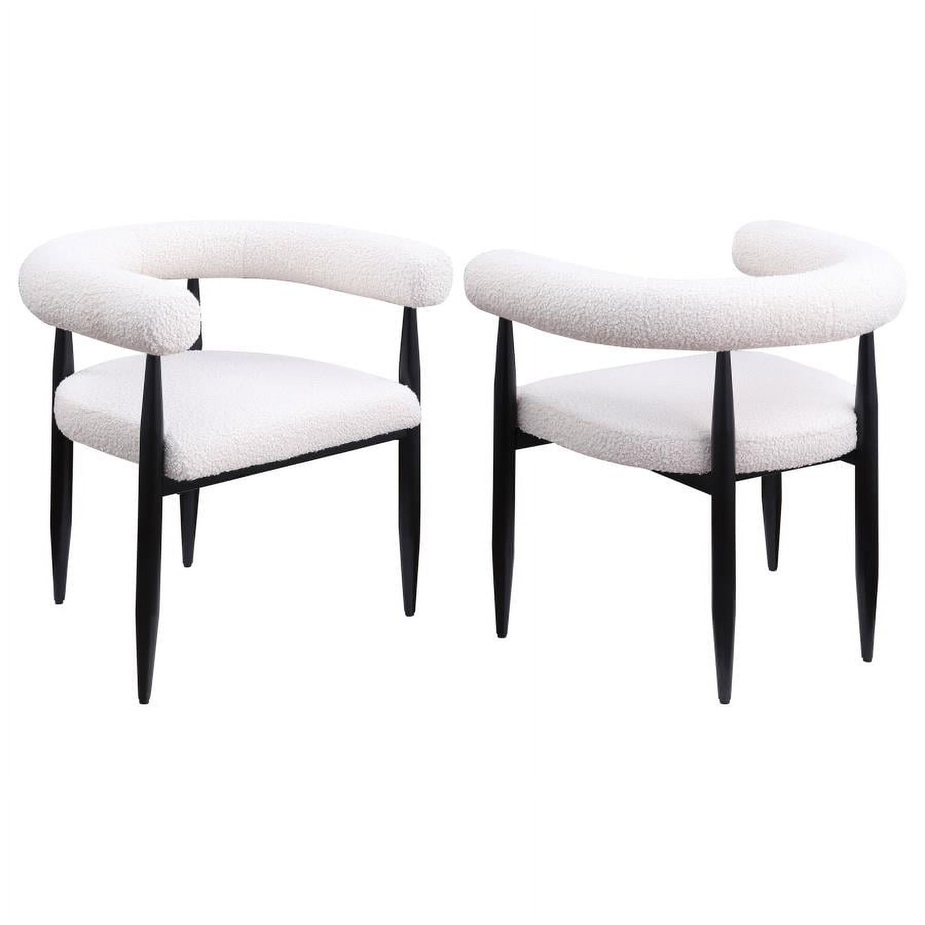 Cream Boucle Upholstered Metal Frame Arm Chair Set