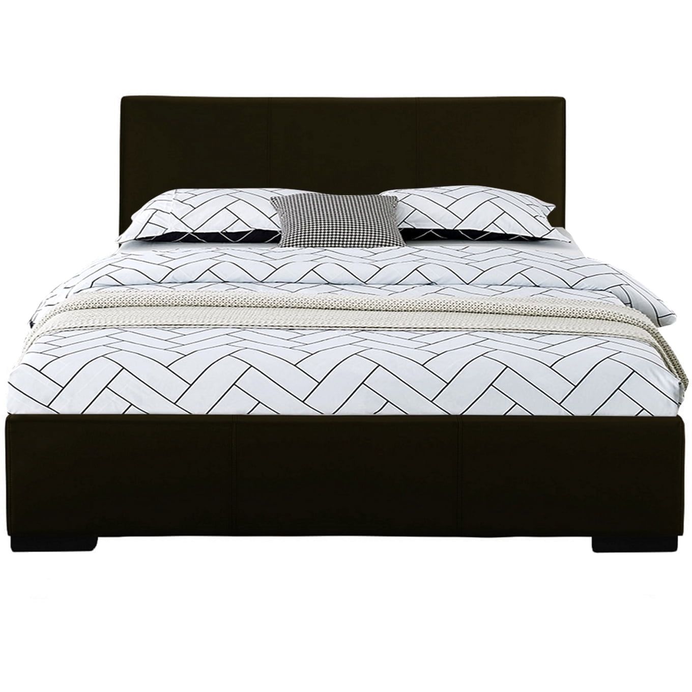 Abbey Black King Upholstered Faux Leather Platform Bed