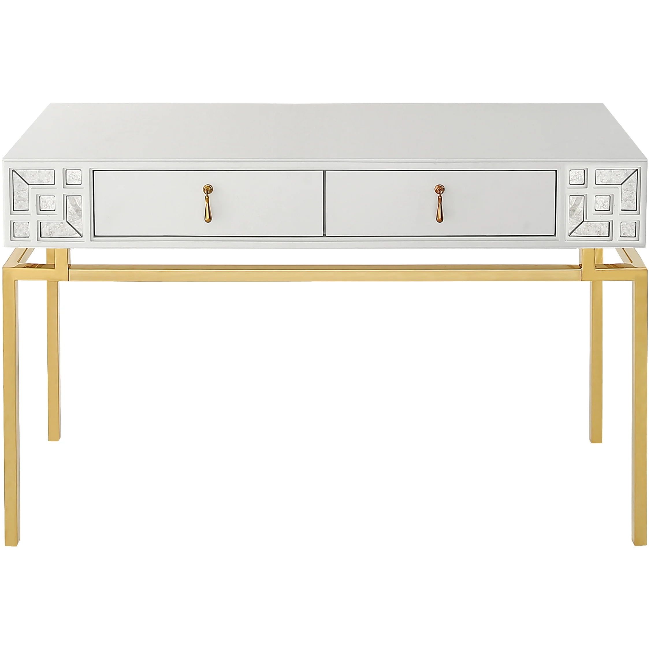 Dynasty 52" Champagne Gold Mirrored Console Table with Storage