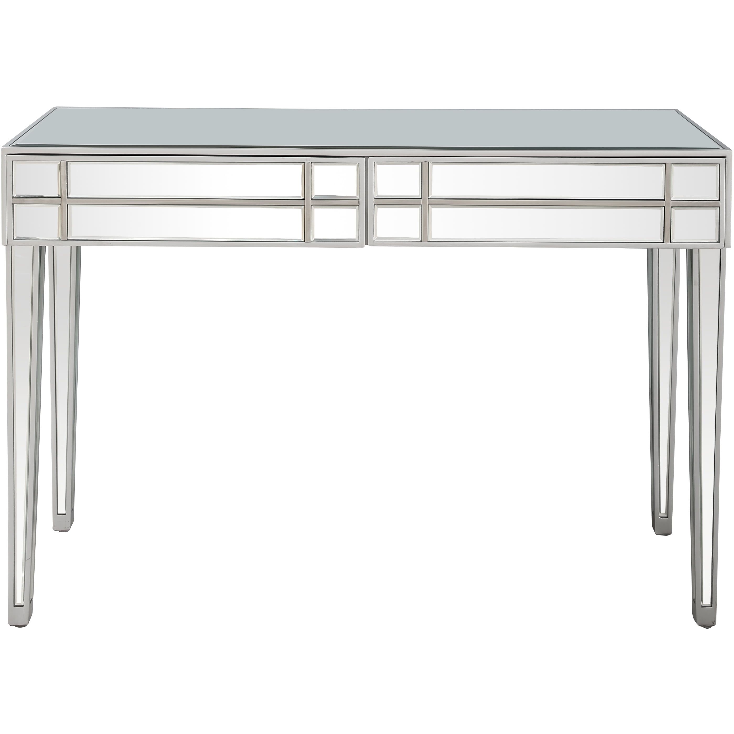 Vera Glamorous Silver Stainless Steel Mirrored Console Table with Storage