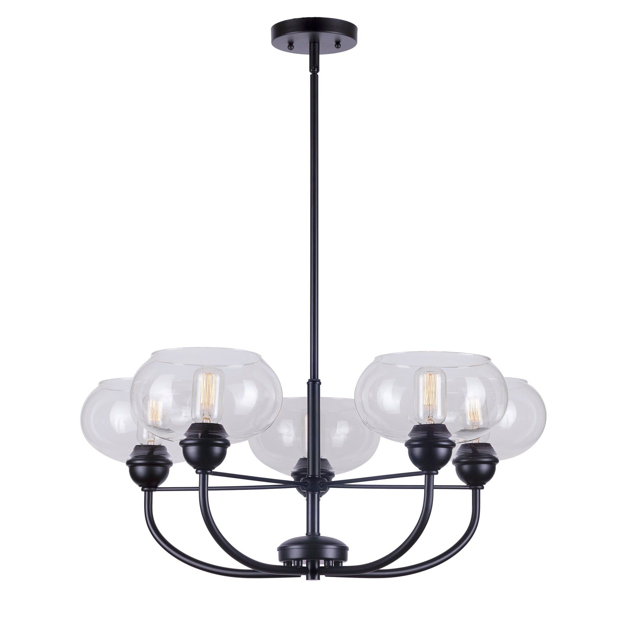 Cameron 28'' Black Steel Chandelier with Oversized Clear Glass Shades