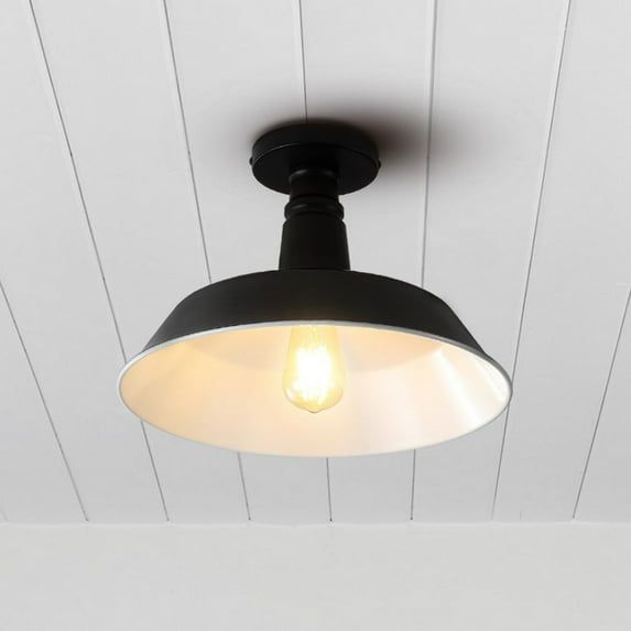 Camila Vintage Industrial Black Metal LED Ceiling Light
