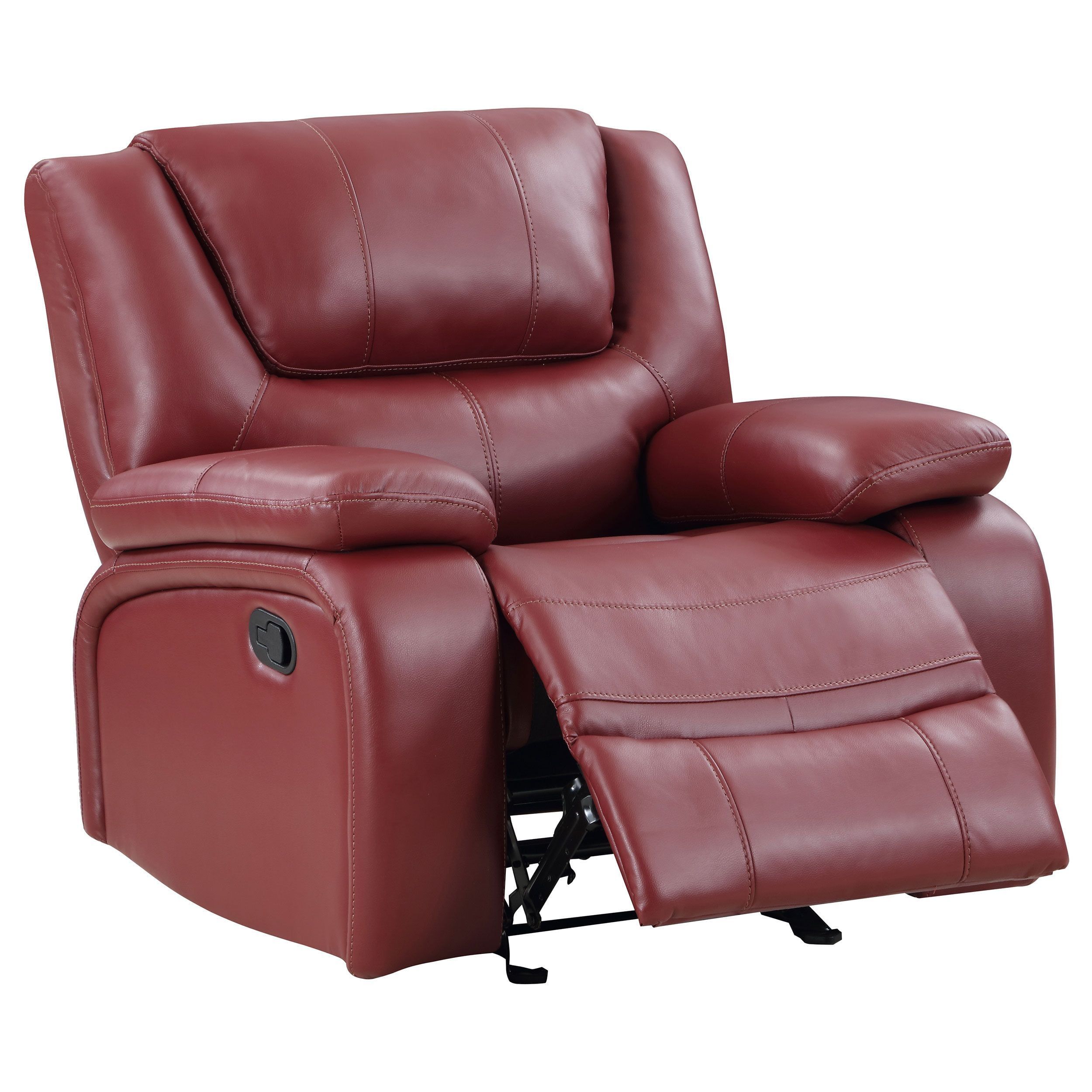 Red Faux Leather Transitional Glider Recliner