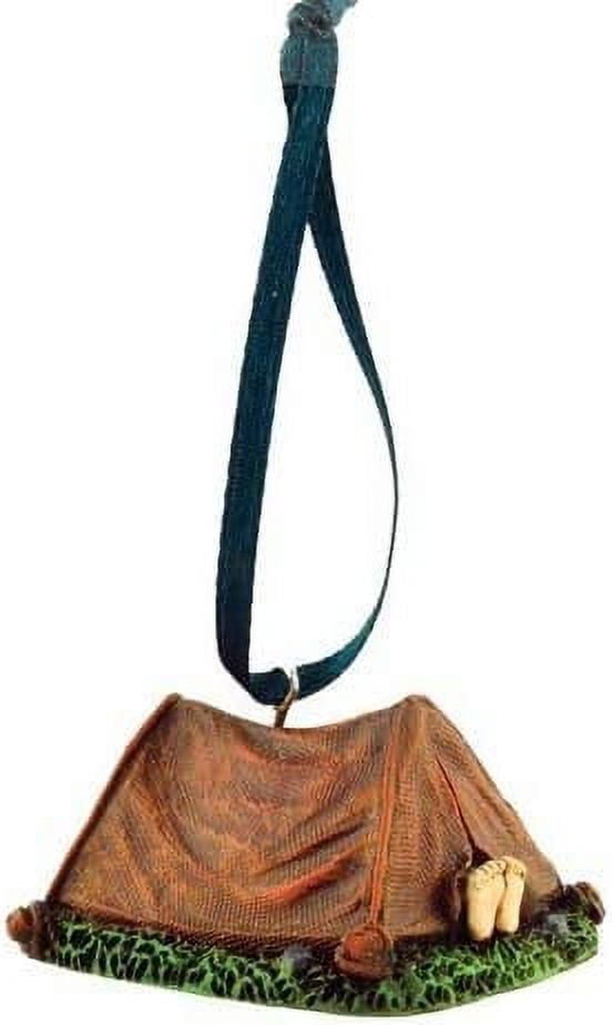 Rustic Polystone Camping Tent Ornament with Hanging Strap