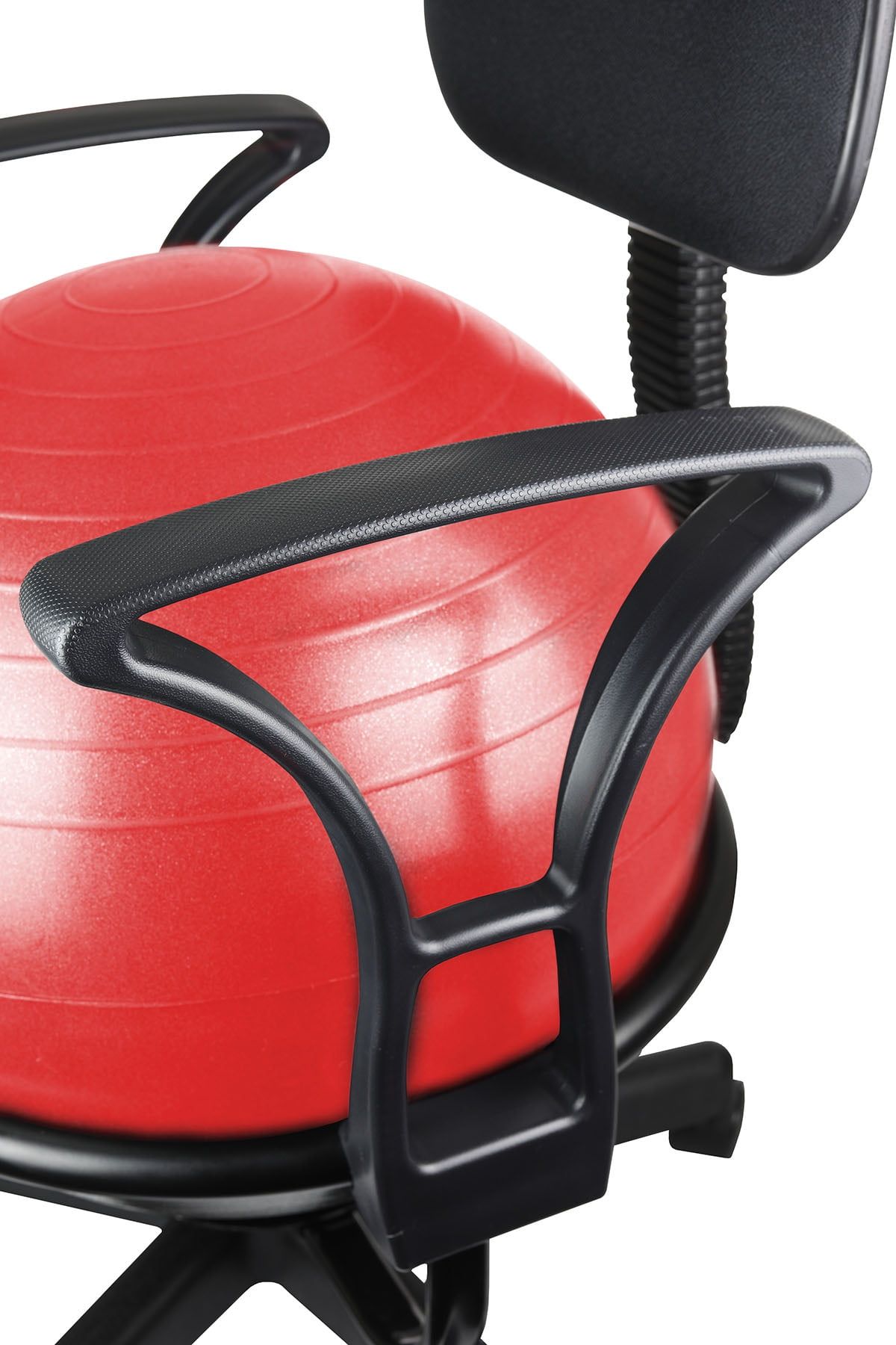 Red Metal Ball Chair with Arms and Backrest