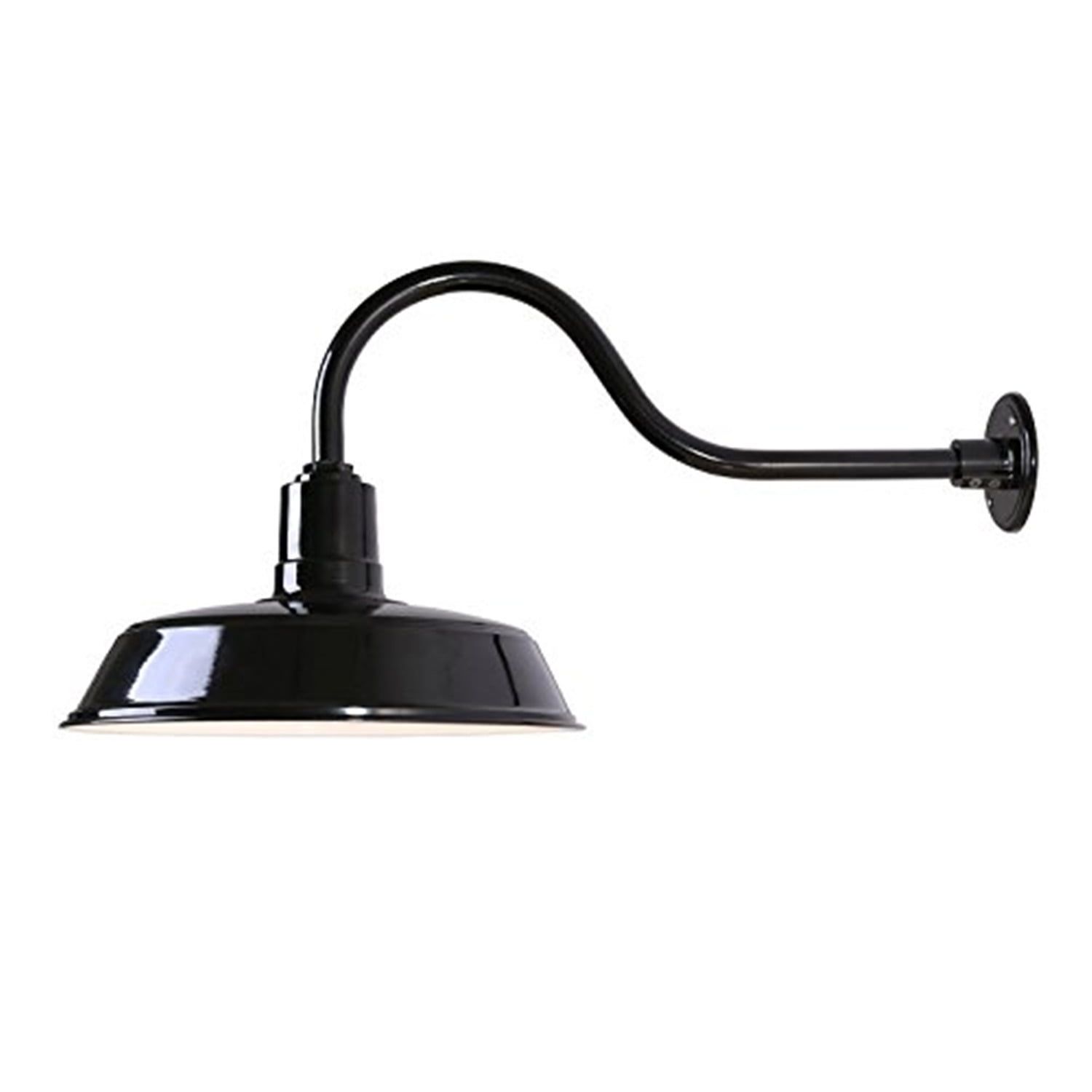 Classic Glossy Black Gooseneck Outdoor Barn Light, 31" Aluminum