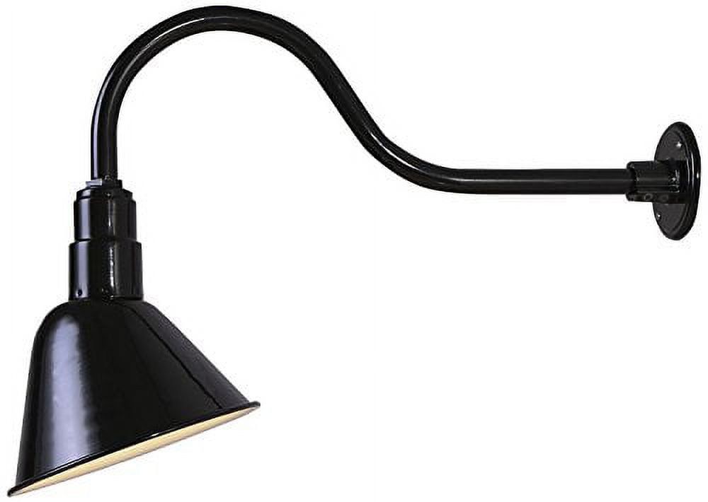 Black Gooseneck Outdoor Wall Sconce with Angled Shade