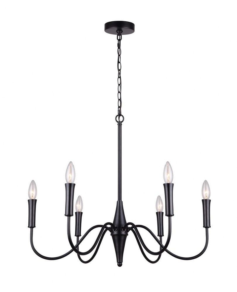 Brielle Matte Black 6-Light Taper Candle Chandelier