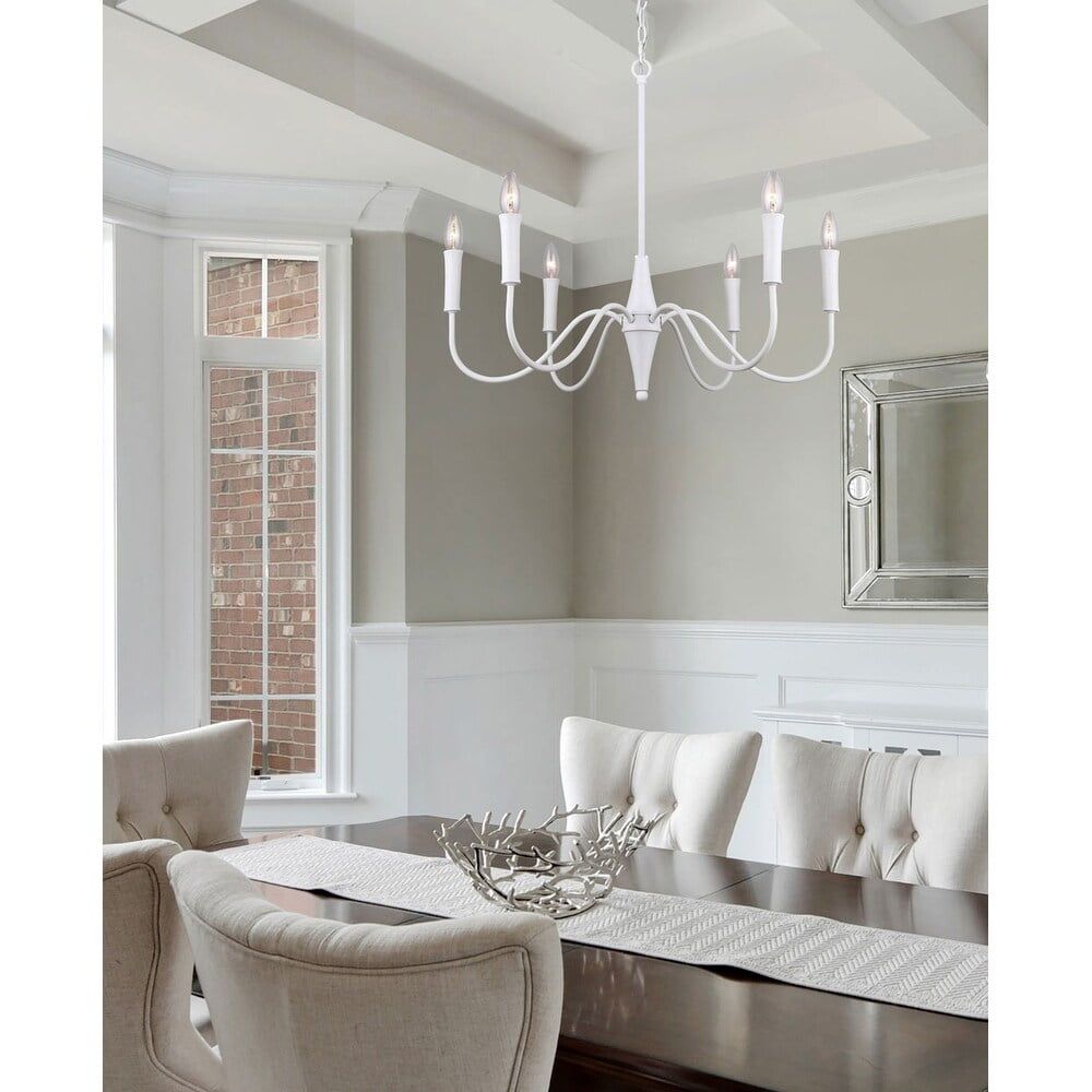 Brielle Matte White and Gold Six-Light Chandelier