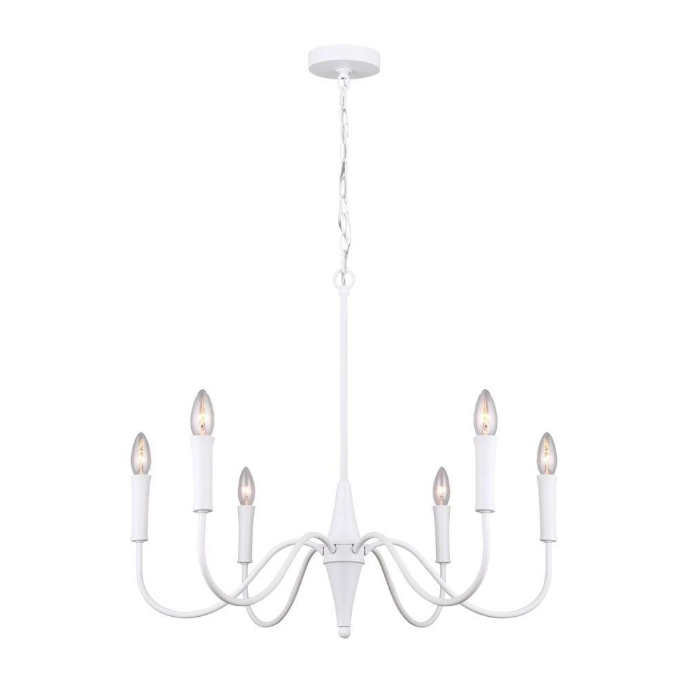 Brielle Matte White and Gold Six-Light Chandelier