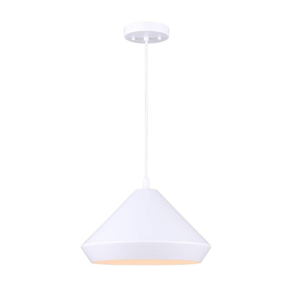 Sleek Matte White Metal Pendant Light for Indoor/Outdoor Use