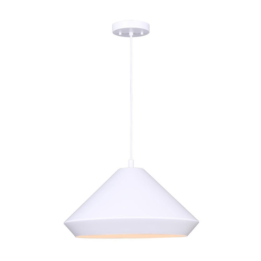 Matte White 16" Metal Pendant Light with Adjustable Cord