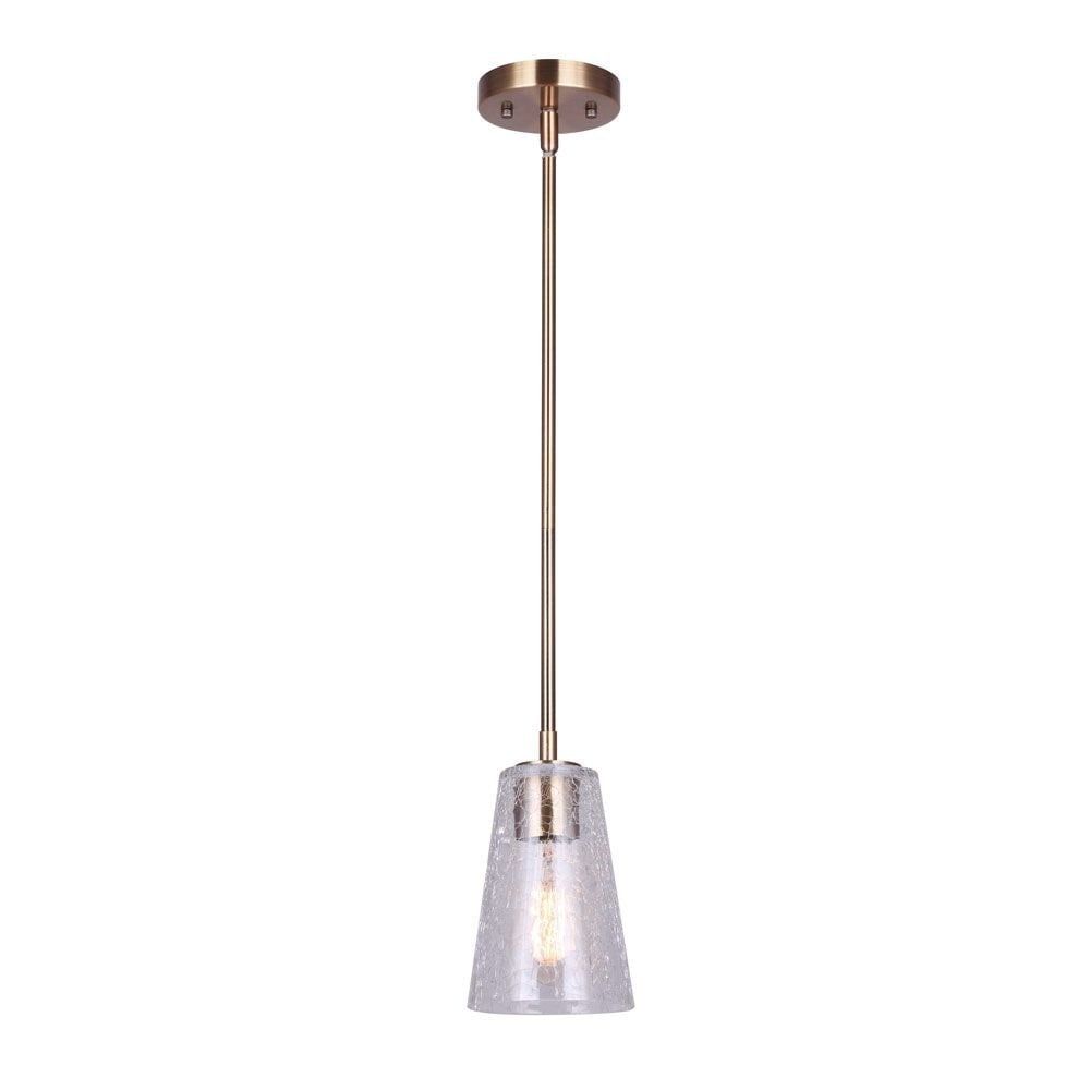 Everly Mini Gold Crackle Glass Indoor/Outdoor Pendant Light