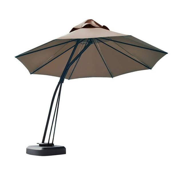 Tan 11-Foot Cantilever Patio Umbrella with Powder-Coated Aluminum Frame