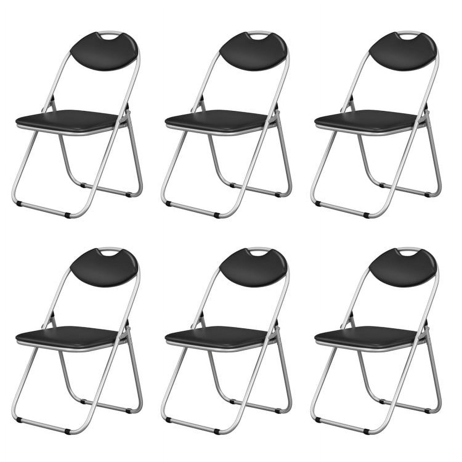 Black Metal Armless Folding Reception Chairs Set of 6