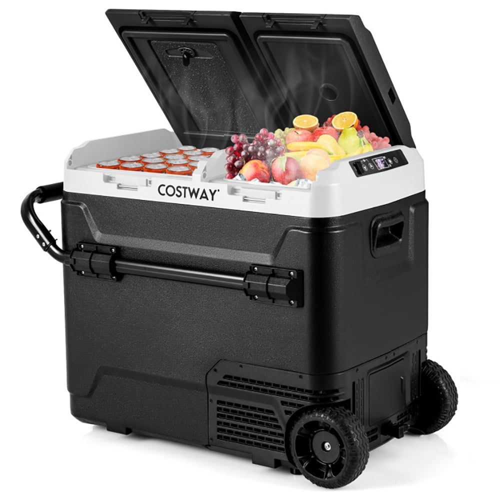 Costway 64QT Black Dual Zone Portable Car Refrigerator