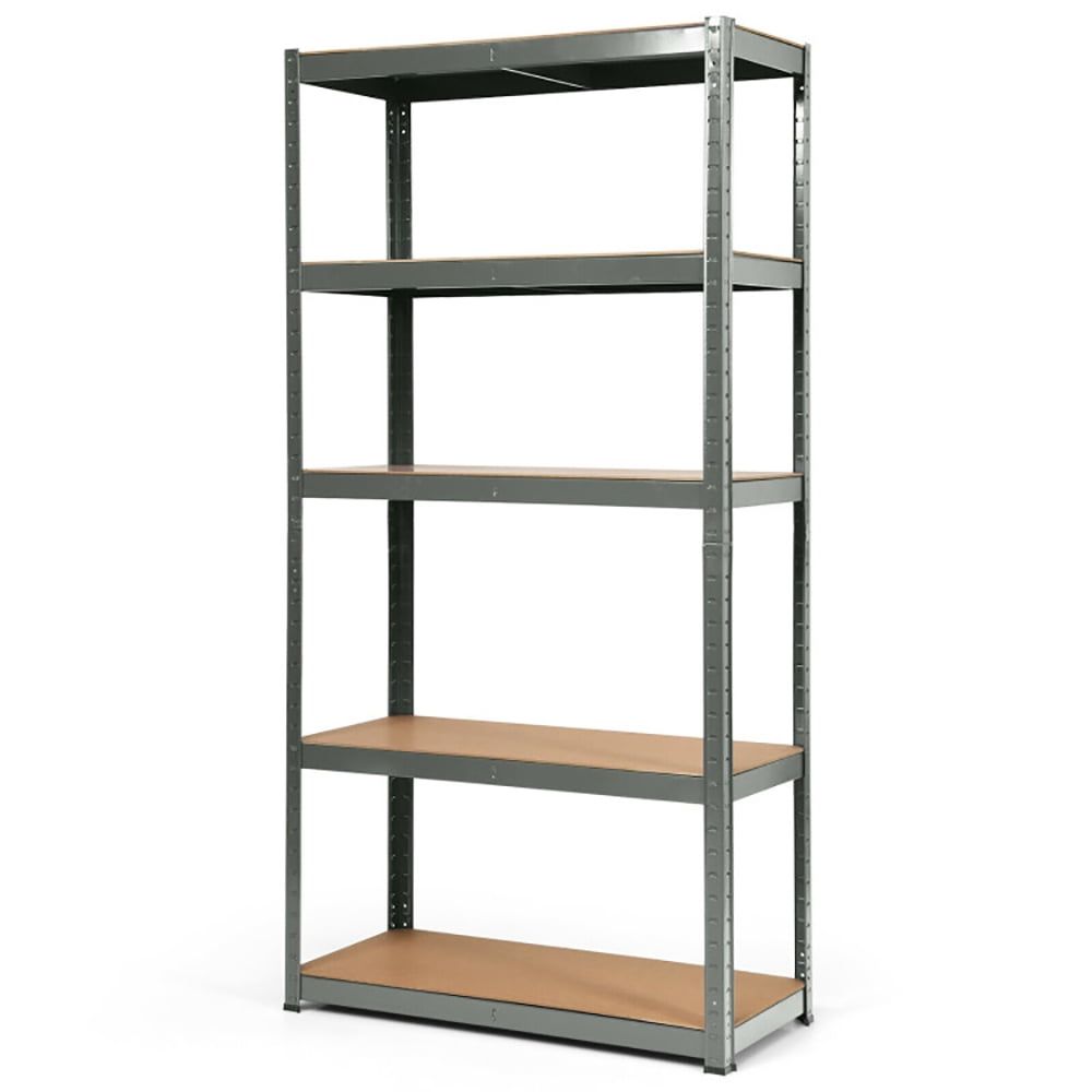 Gray 72" Metal and MDF 5-Tier Adjustable Storage Rack