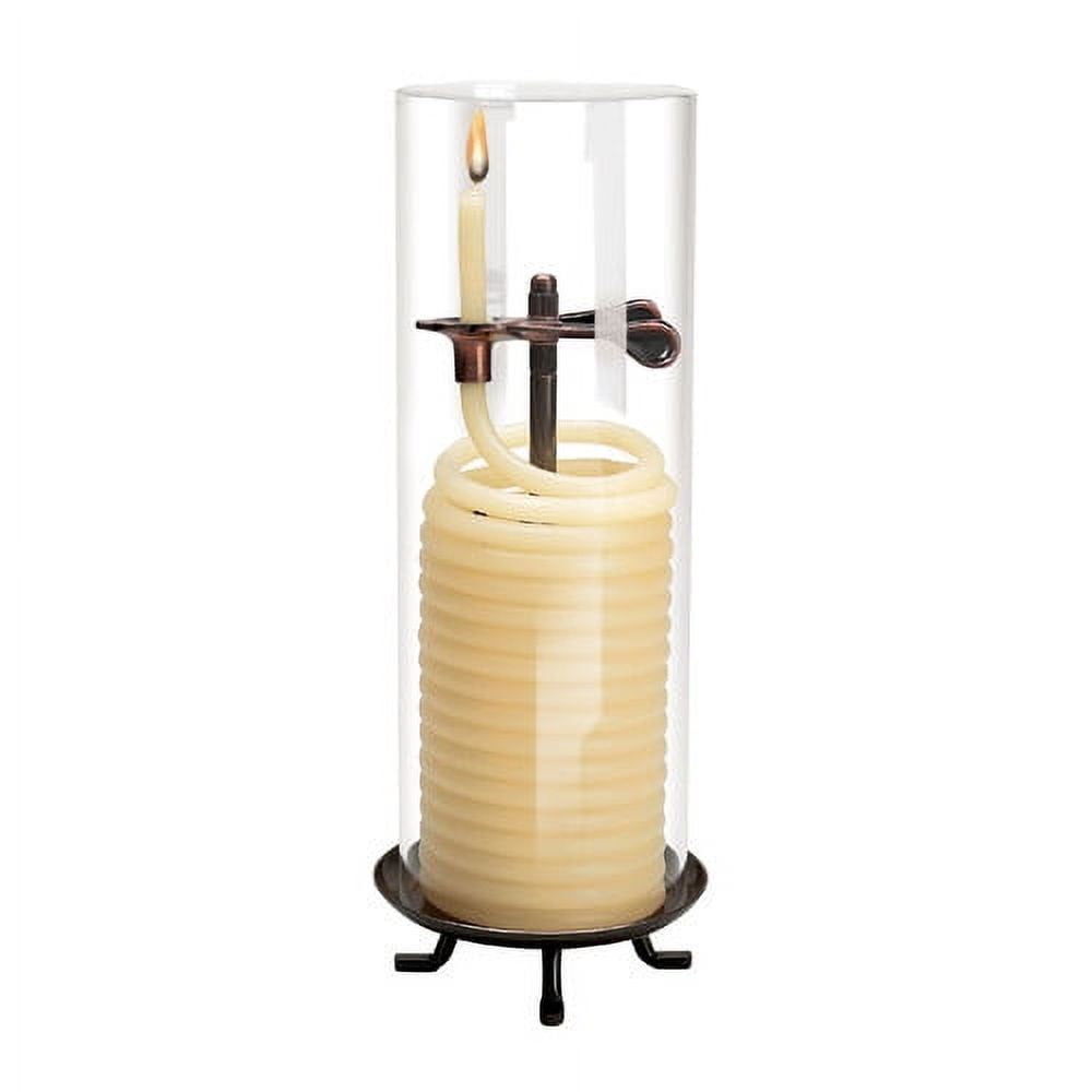 80-Hour Beige Beeswax Coil Candle with Glass Cylinder