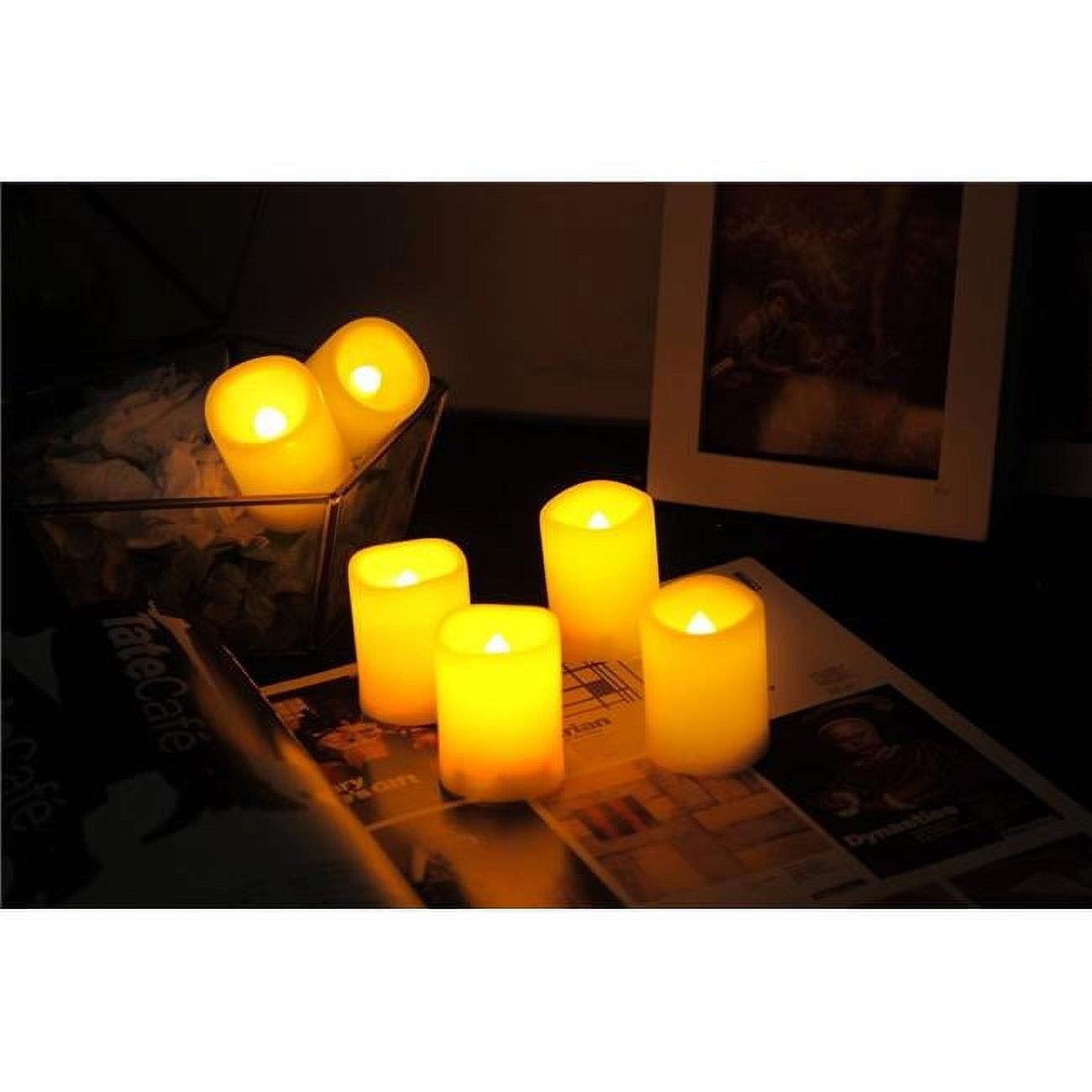 White Flameless LED Votive Candles with Timer, Set of 6