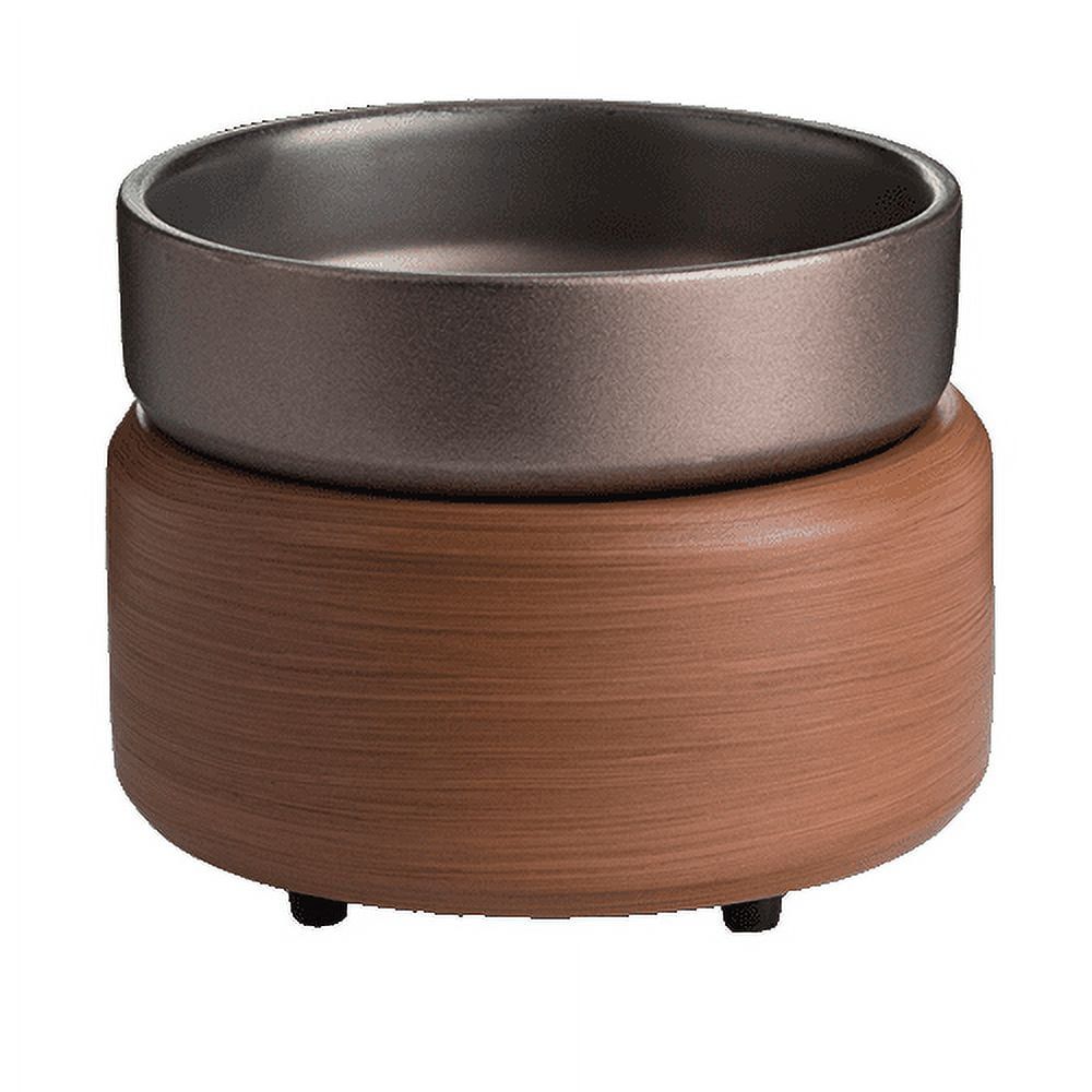 Bronze and Walnut 2-in-1 Ceramic Candle and Wax Warmer