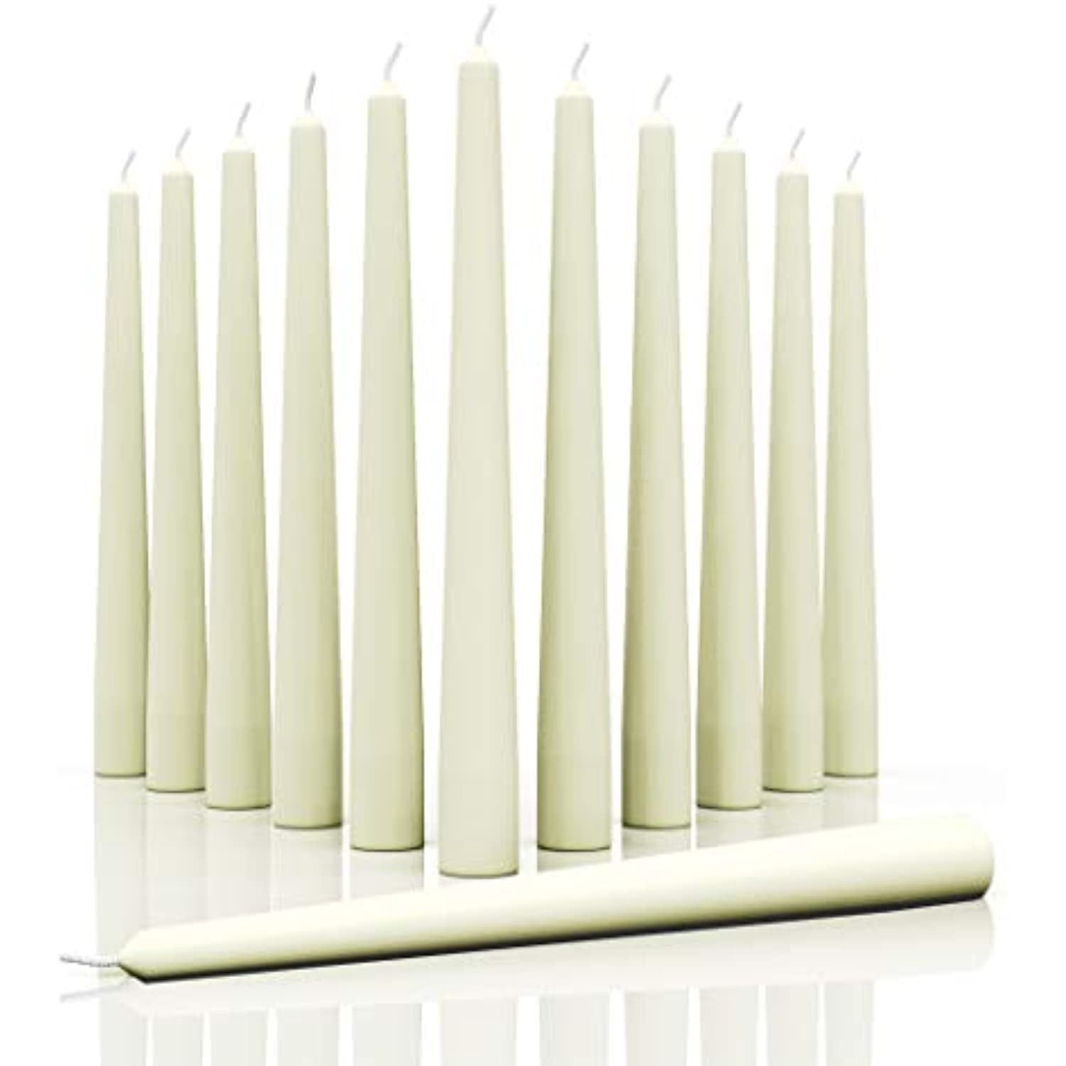 Ivory 10-Inch Dripless Paraffin Taper Candles Set of 12