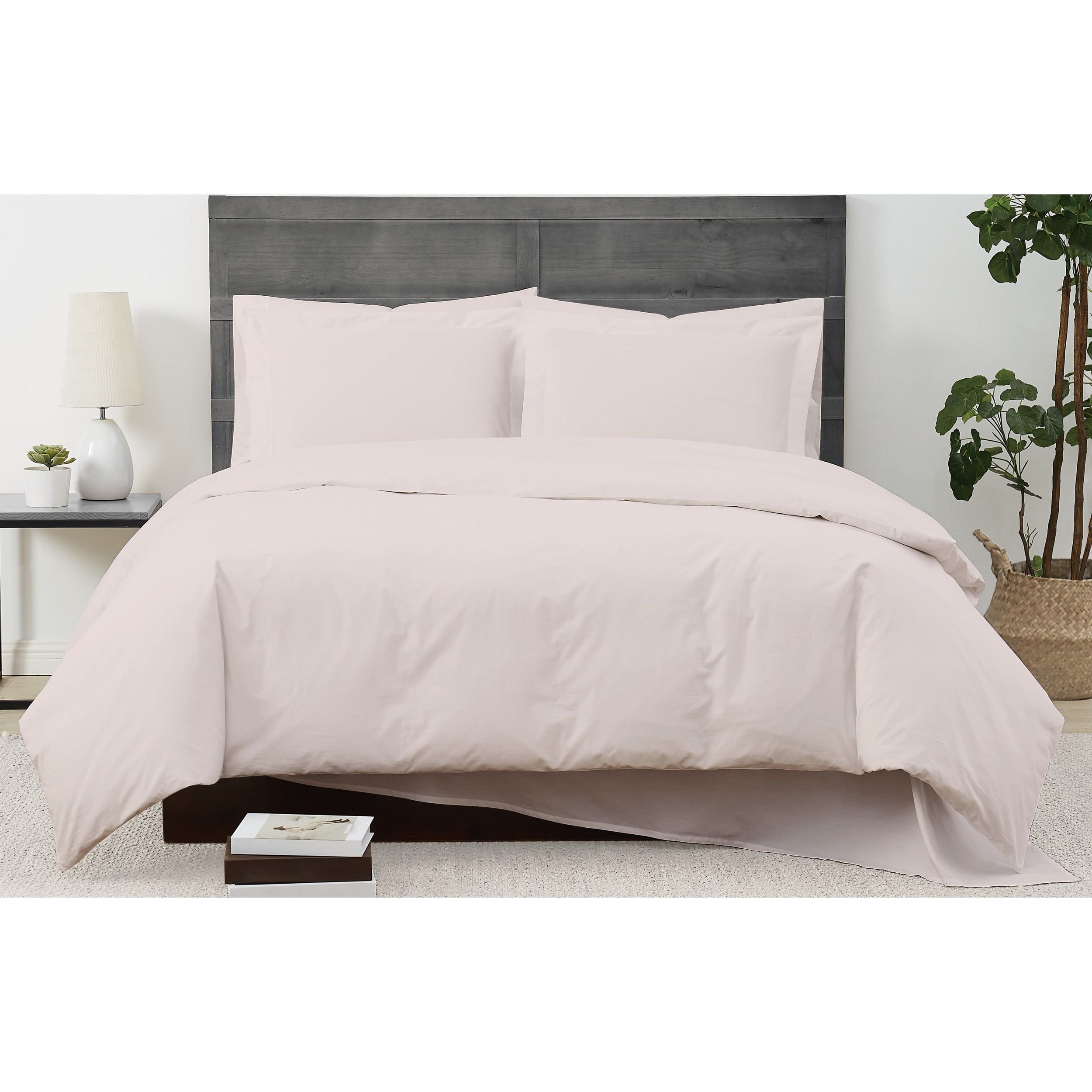 Blush Cotton Percale Twin Duvet and Sham Set