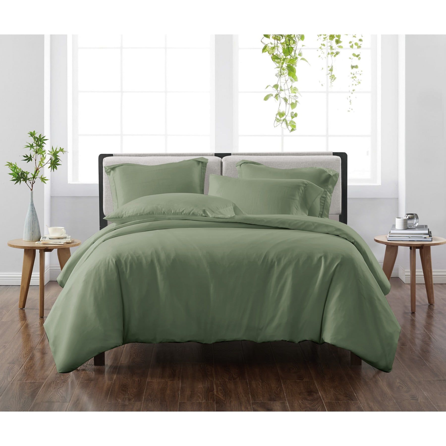 Cannon Solid Green King Microfiber Duvet Cover Set