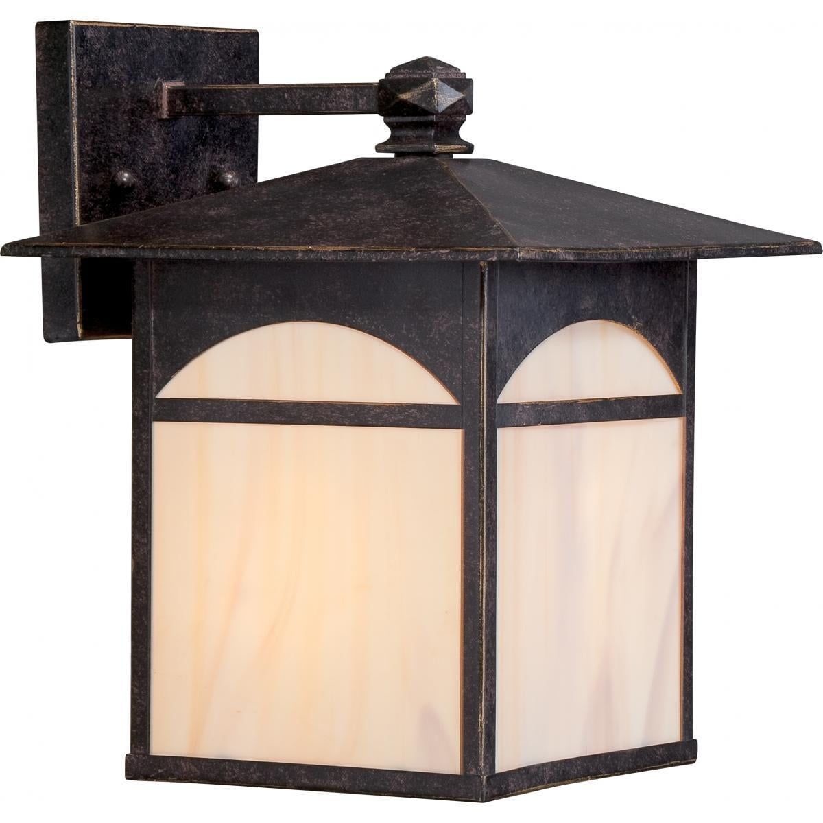 Canyon Umber Bronze 9" Outdoor Wall Lantern with Honey Stained Glass