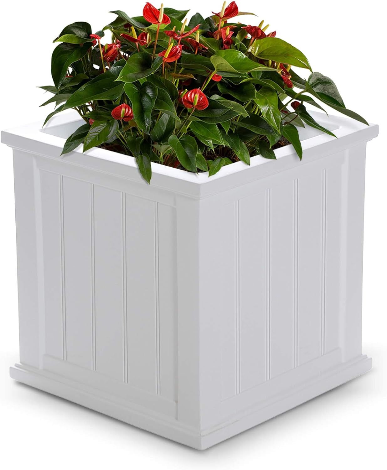 Cape Cod White 20" Square Polyethylene Outdoor Planter