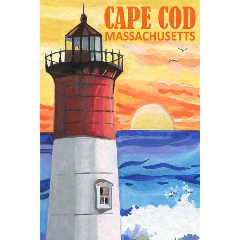 Cape Cod Lighthouse Multicolor Canvas Print with Sustainable Wood Frame